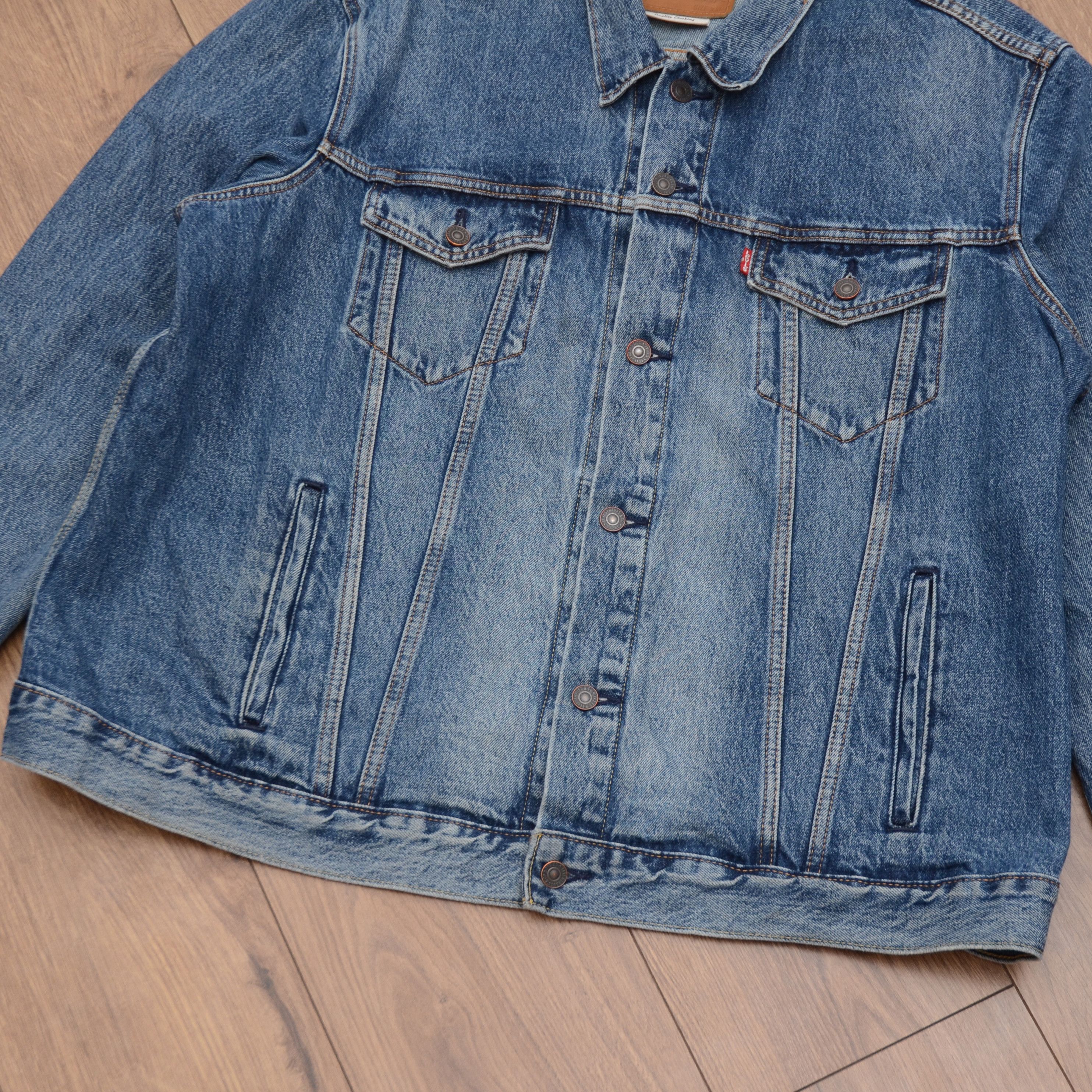 Levi's Levi’s Premium Trucker Jacket Jean Denim Big E Tab Vintage Size US XXL / EU 58 / 5 - 7 Thumbnail
