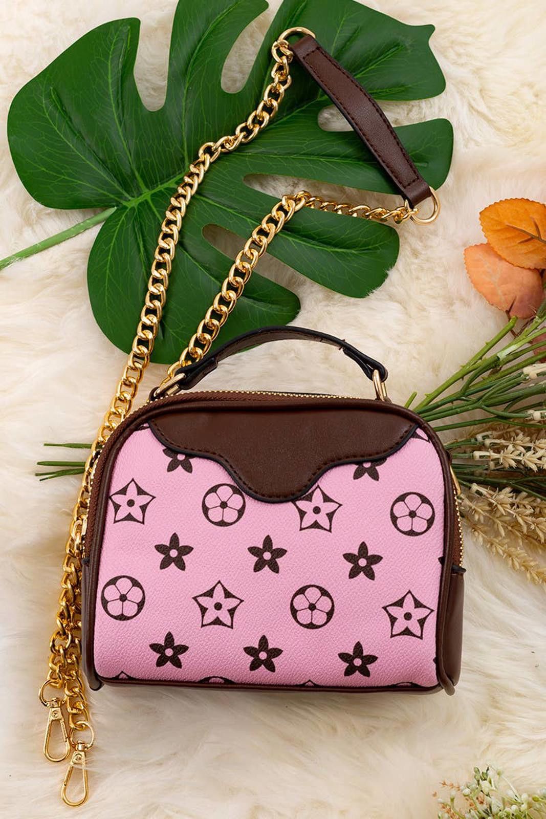Other PINK WITH BROWN TRIM CROSSBODY SATCHEL Size ONE SIZE - 2 Thumbnail