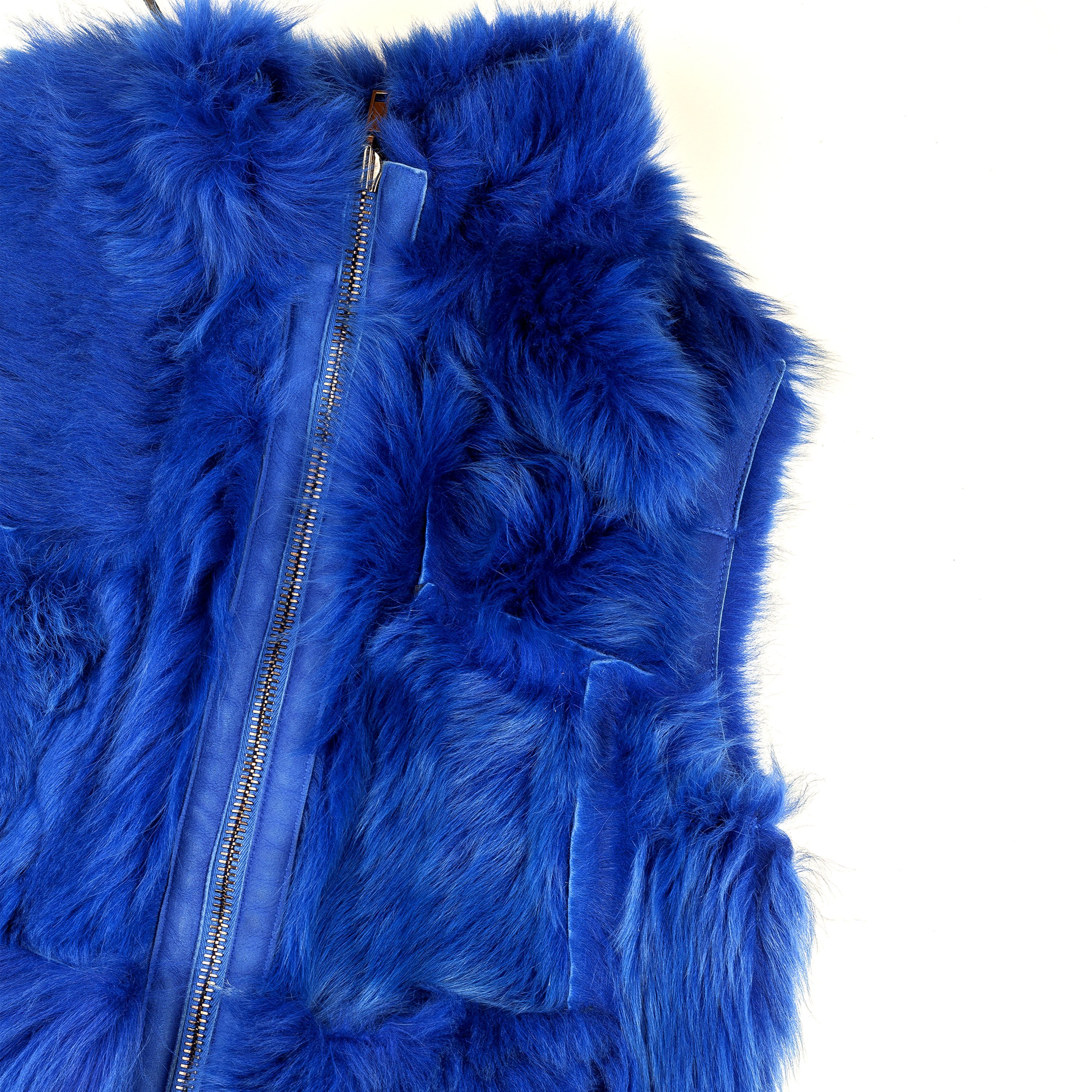 Dirk Bikkembergs Dirk Bikkembergs Reversible Blue Fur Vest (S) Size US S / EU 44-46 / 1 - 3 Thumbnail