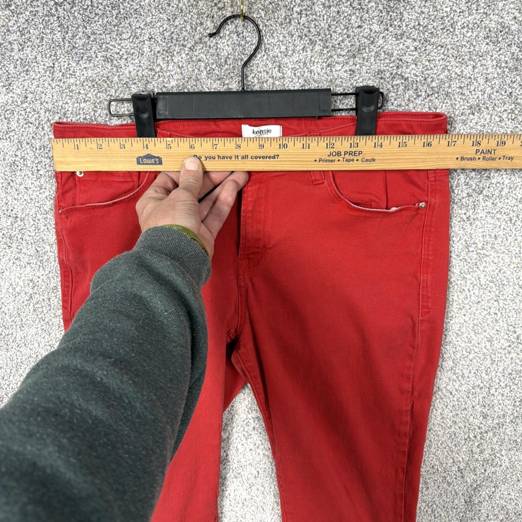 Vintage Kensie Jeans Capris Womens 12 Red Denim Crop Stretch 34x22 5-Pocket Preppy Size 34" / US 12 / IT 48 - 2 Thumbnail