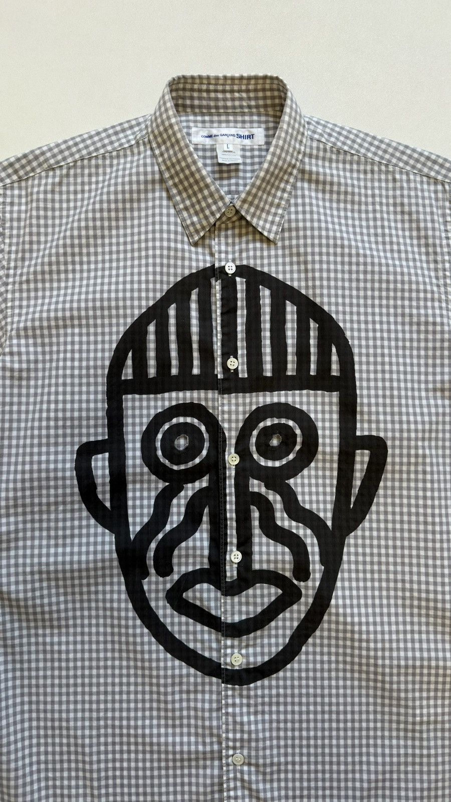 Comme des Garcons ‘Face Print’ Check Short Sleeve Shirt Size US L / EU 52-54 / 3 - 6 Thumbnail