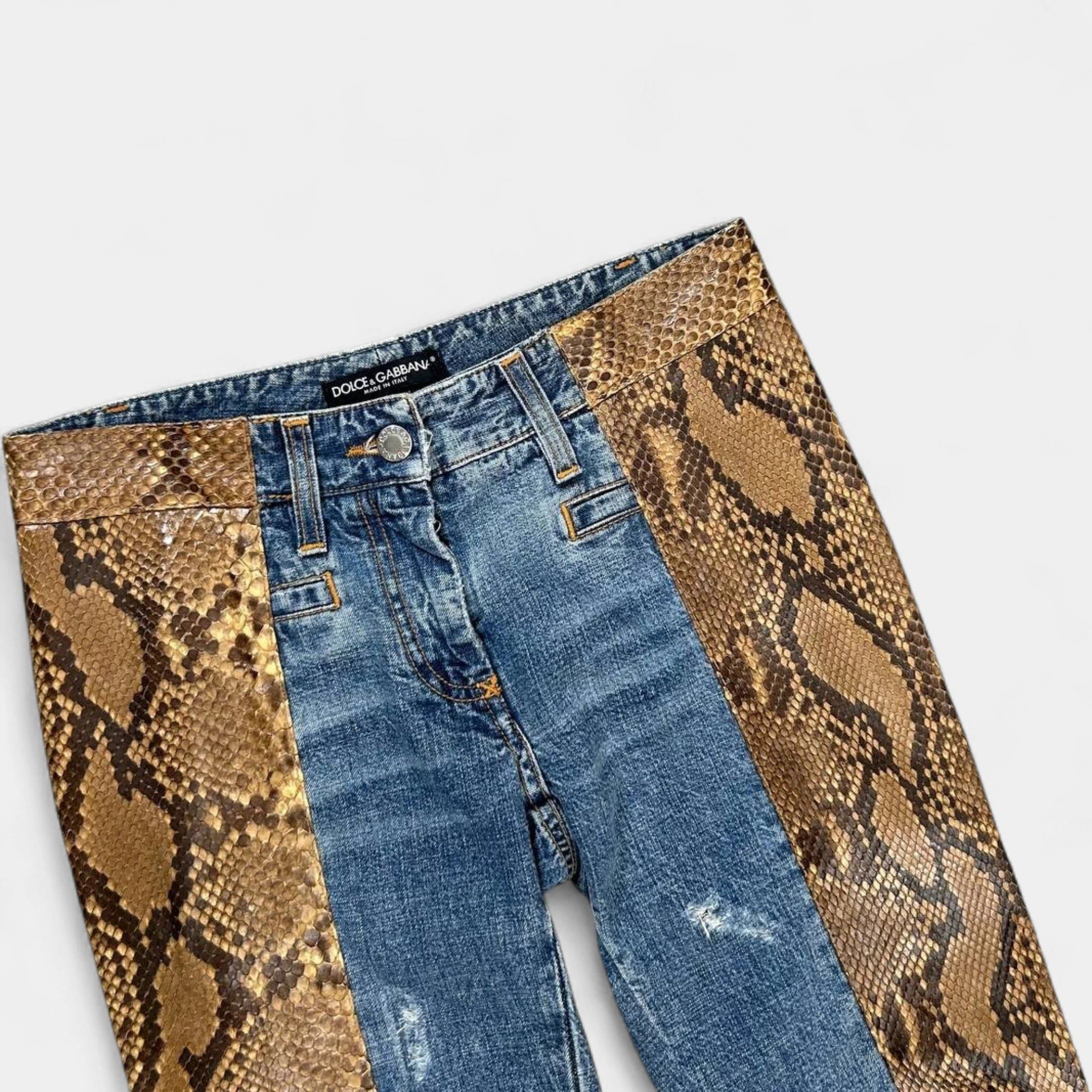 Dolce & Gabbana Dolce & Gabbana Geniune Python Light Blue Denim Pants Size US 29 - 2 Thumbnail