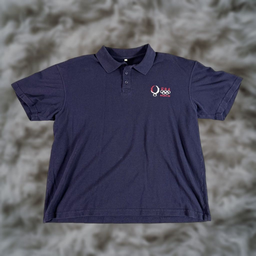 Vintage Nike Shirt Polo Short Sleeve Adult XL Black/Blue USA Beijing 2008 Olympic Embroidered Rings Logo Button Collared Casual Activewear Mens Size US XL / EU 56 / 4 - 1 Thumbnail
