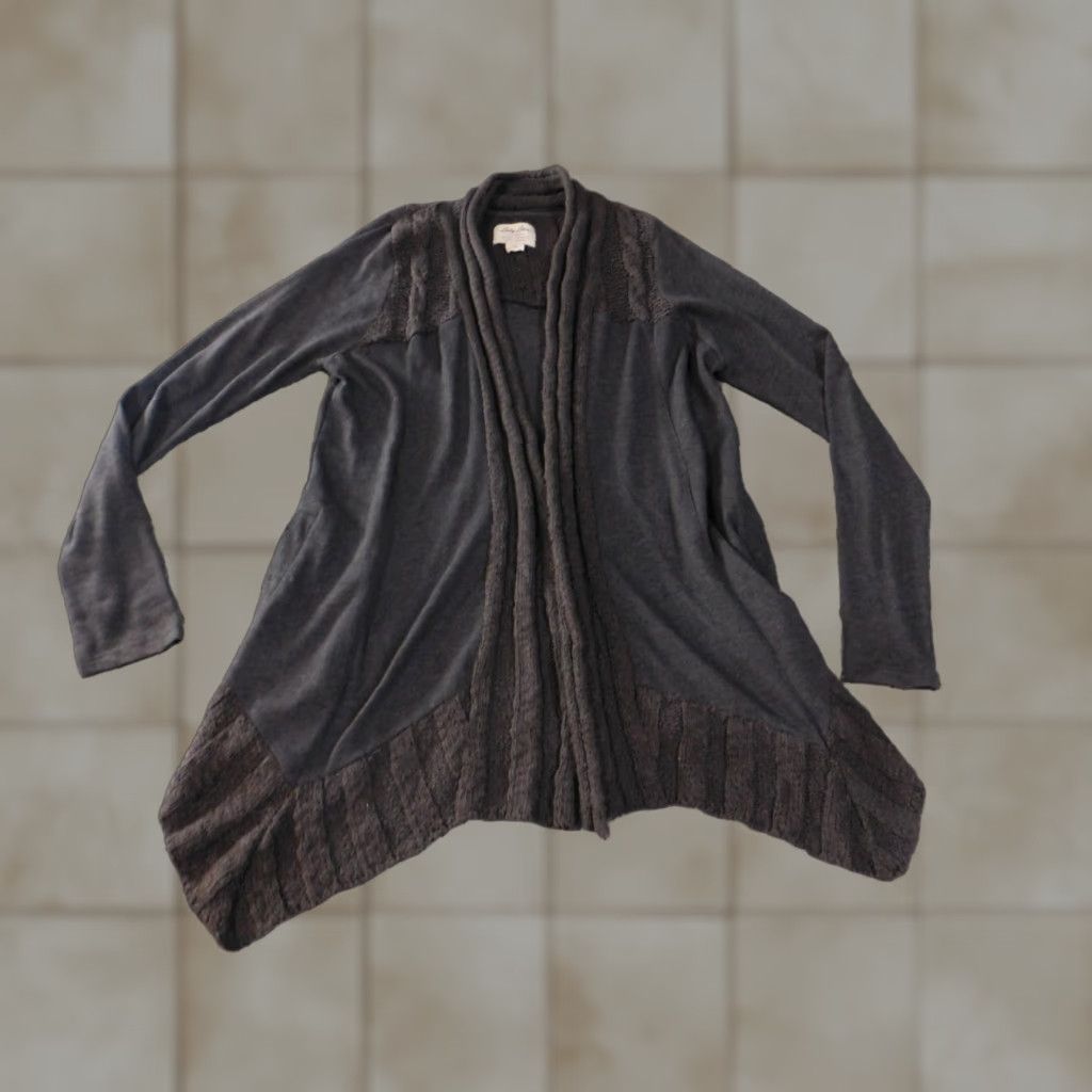 Lucky Brand Lucky Brand Sweater Cardigan Women XL Gray Mock-Neck Knit Cotton Polyester Stretch Casual Regular Shirt/Sweater Size XL / US 12-14 / IT 48-50 - 1 Thumbnail