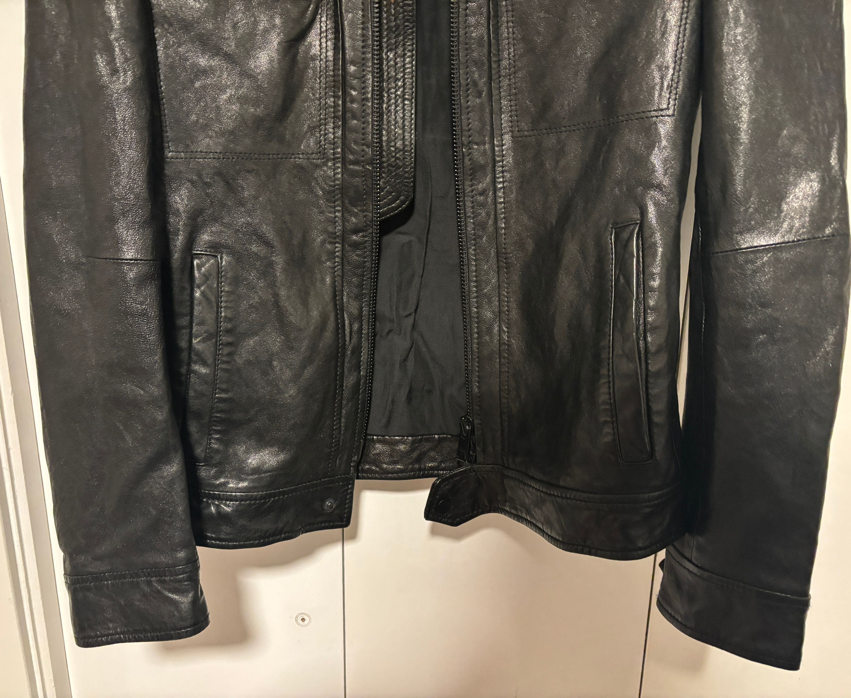 Allsaints $625 Black Leather Track Jacket - XS - Small Size US XS / EU 42 / 0 - 7 Thumbnail