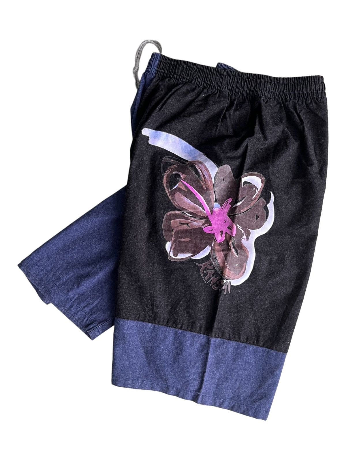 Kansai Yamamoto 1980s Kansai Man Floral Art Two Tones Shorts Pants Size US 30 / EU 46 - 2 Thumbnail