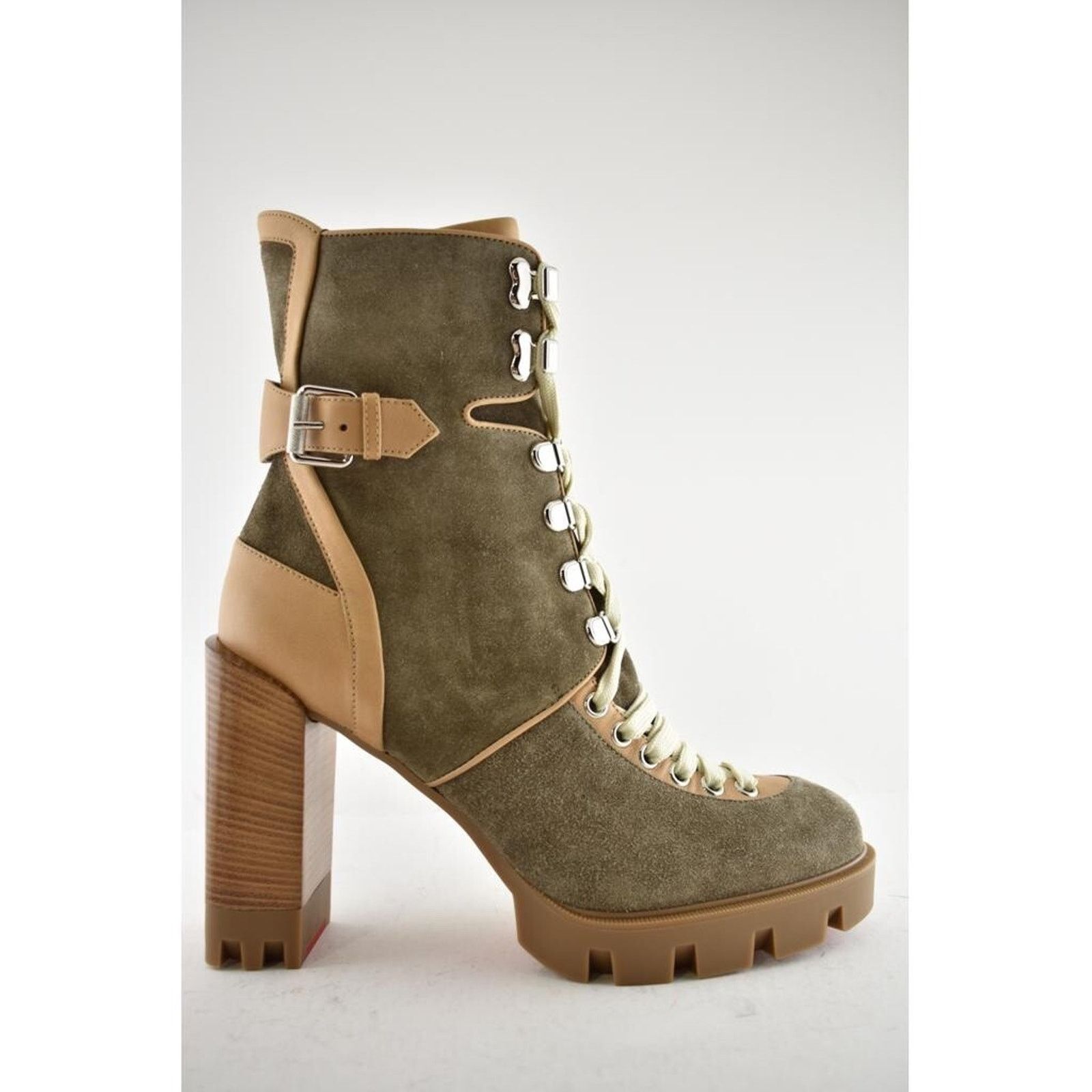 Christian Louboutin Christian Louboutin Macademia 100 Grey Suede Lace Up Size US 10 / IT 40 - 2 Thumbnail