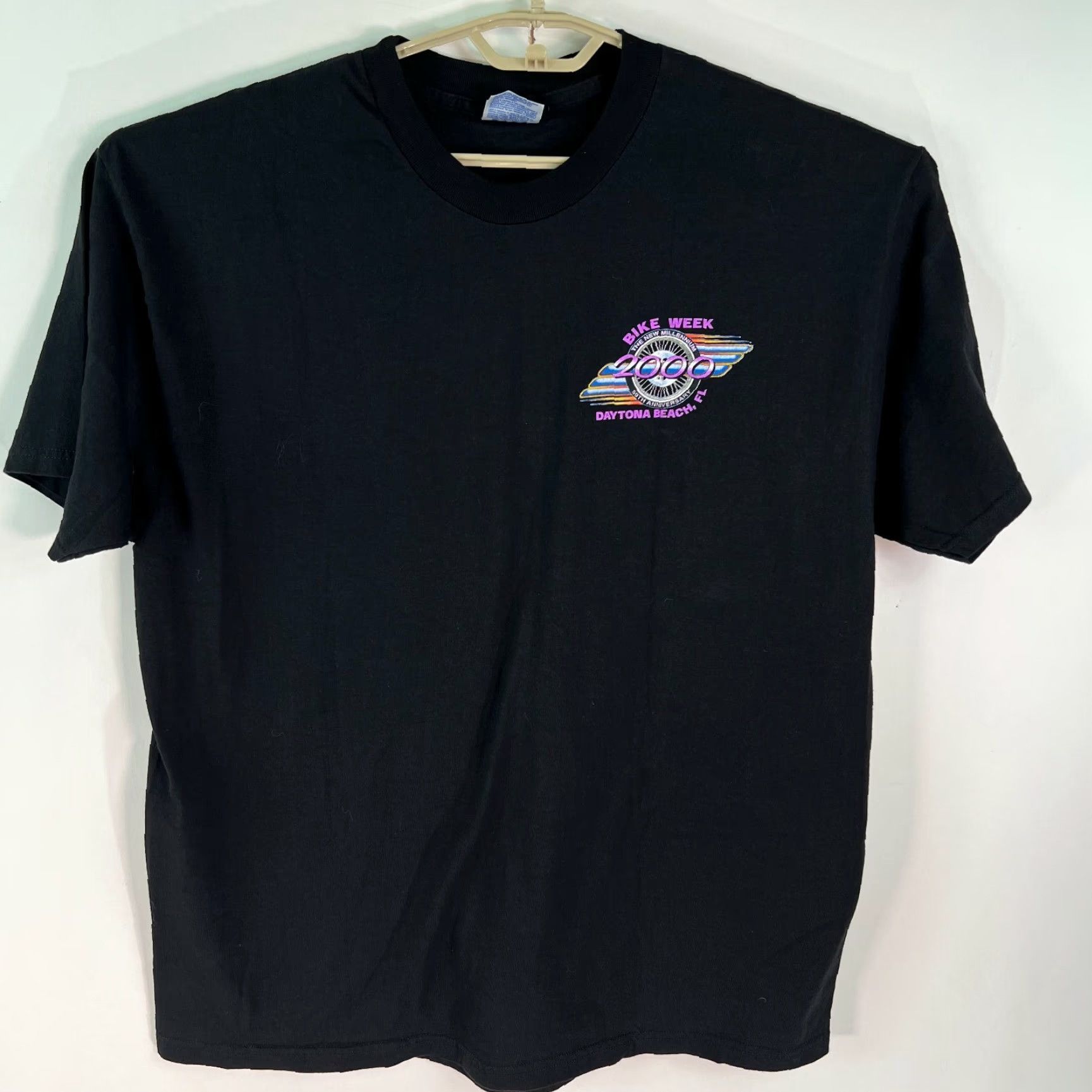 Hanes VINTAGE Hanes Motorcycle Bike Week The New Millennium 2000 Daytona Beach FL Mens Black T Shirt XL Size US XL / EU 56 / 4 - 3 Thumbnail