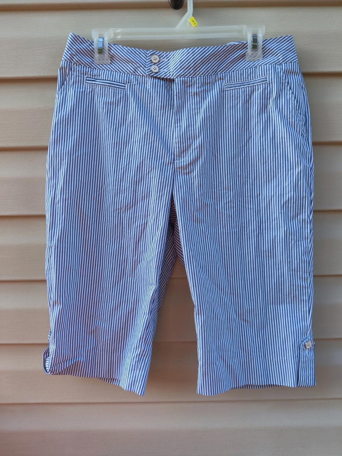 Bobby Jones Bobby Jones Shorts Womens Size 10 White Blue Pinstripe Cotto Size 32" / US 10 / IT 46 - 8 Thumbnail