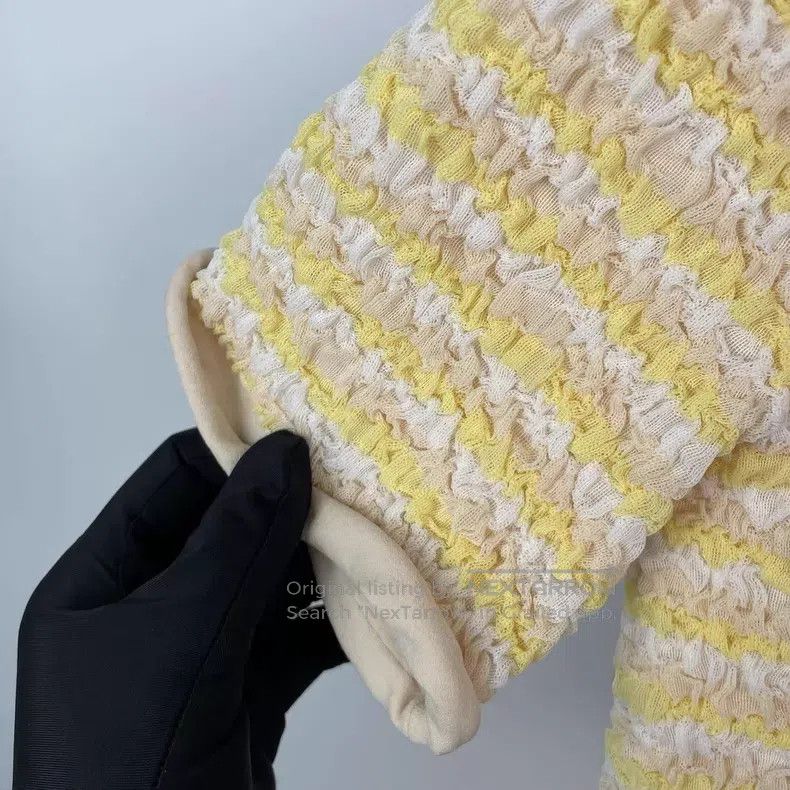 Louis Vuitton Louis Vuitton Pleated chick yellow stripe knit sweater Size M / US 6-8 / IT 42-44 - 4 Thumbnail
