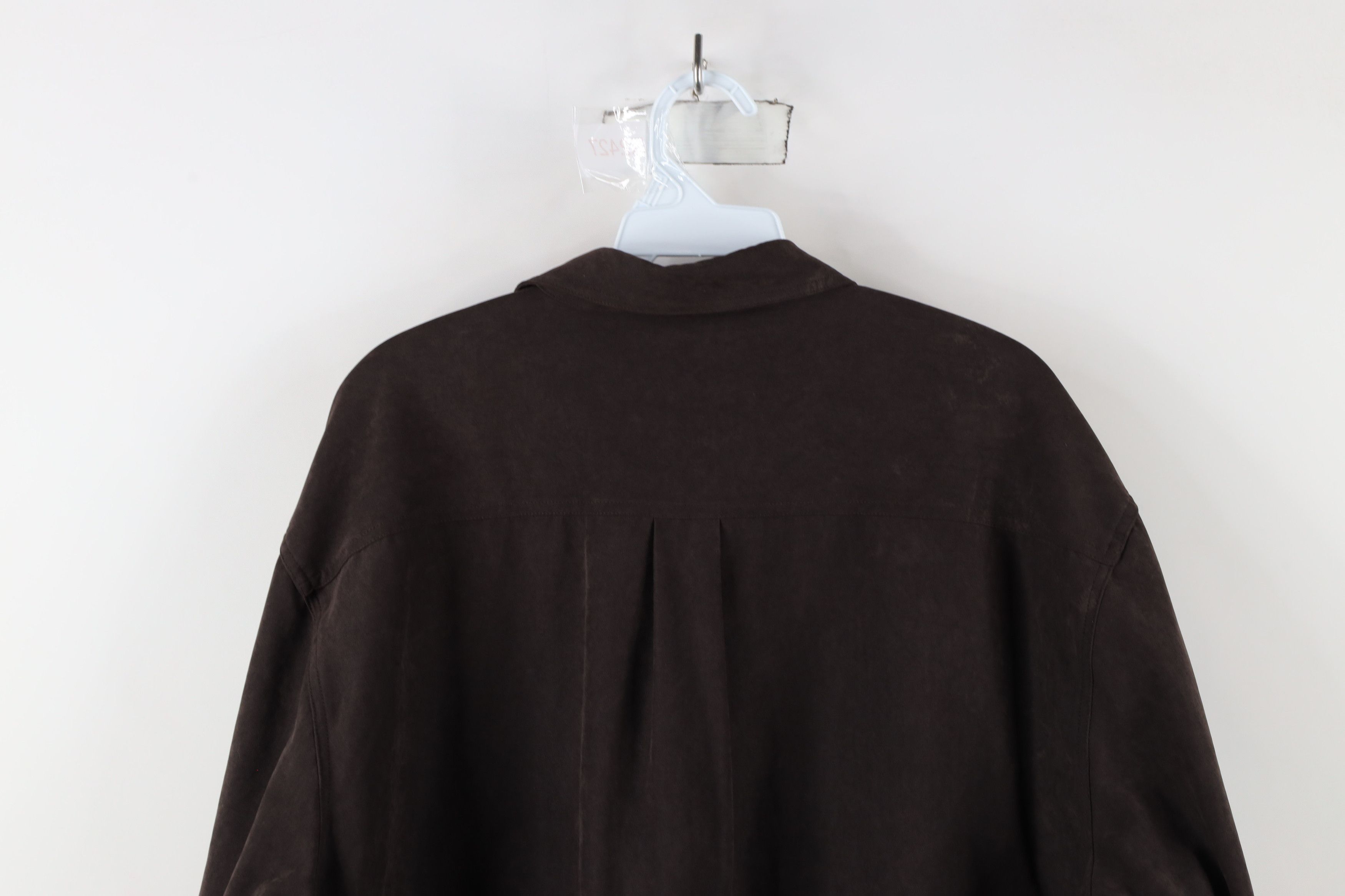 Vintage Vintage 90s Streetwear Collared Button Shirt Dark Brown Size US XL / EU 56 / 4 - 10 Thumbnail