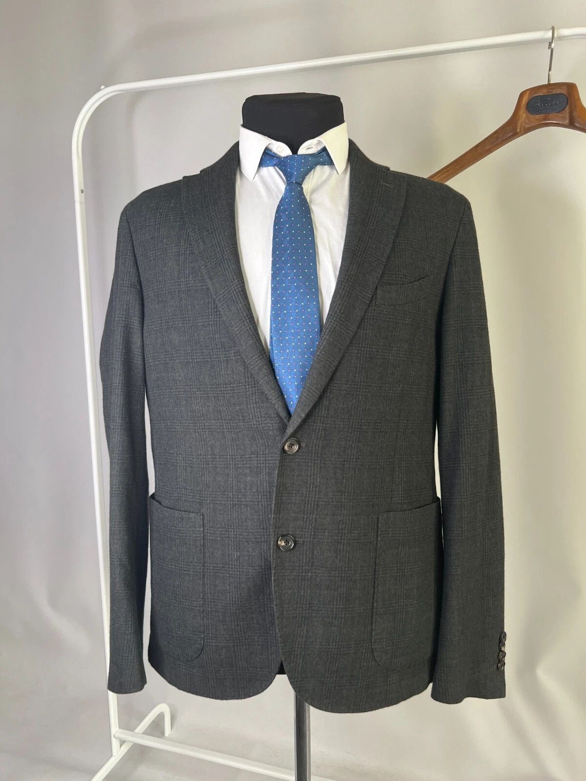 Marc O'Polo MARC O'POLO Plaid Dark Green Blazer Wool Unlined Size 46R - 1 Thumbnail