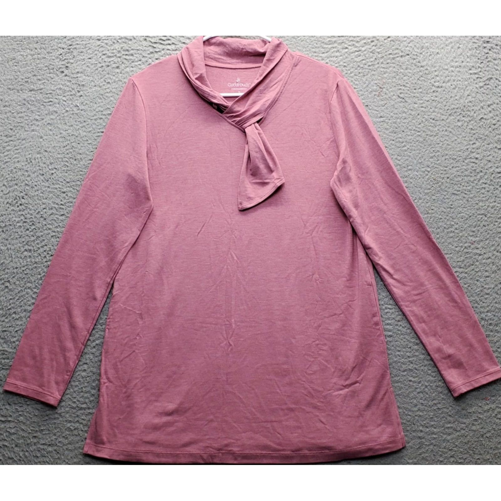 Vintage Cuddl Duds Tunic Top Womens Size S Pink Long Sleeve Mock Neck Slit Pullover Size S / US 4 / IT 40 - 2 Thumbnail