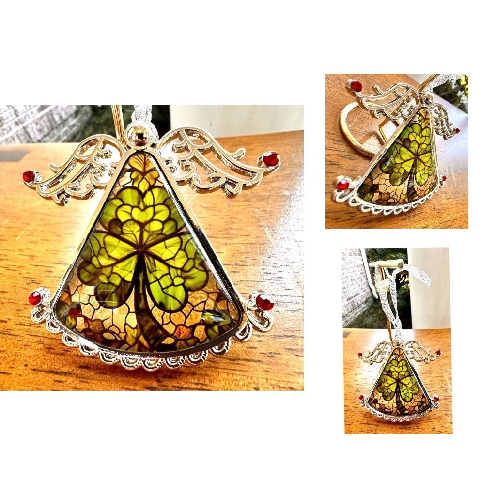 Handmade Shamrock Angel Christmas Ornament New Celtic Glass Savannah Size ONE SIZE - 9 Thumbnail