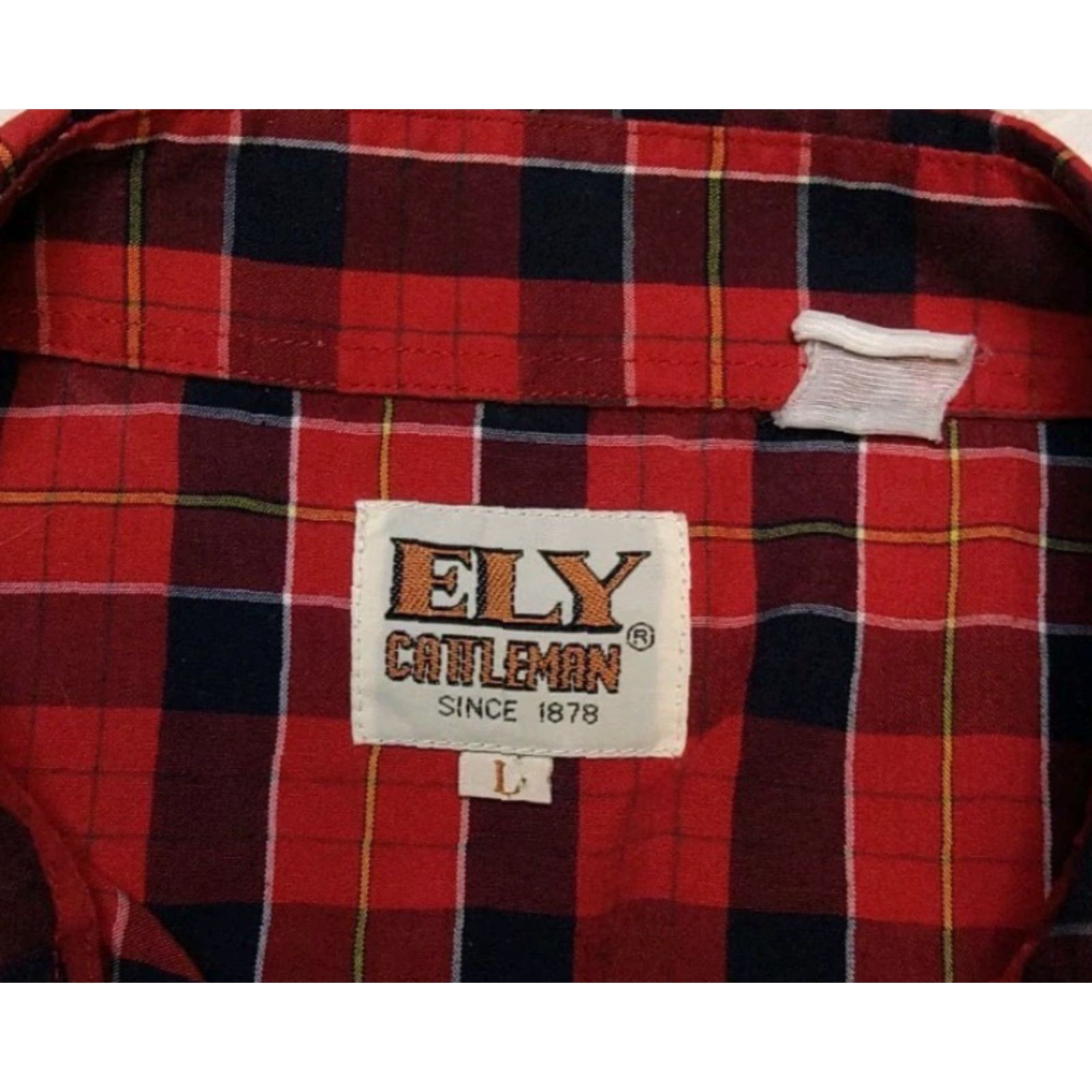 Vintage Ely Cattleman Western Red Plaid Shirt Mens L Short Sleeve Pearl Snap Cowboy Western 90s USA Buttons Pockets Cotton Blend Vintage Size US L / EU 52-54 / 3 - 7 Thumbnail
