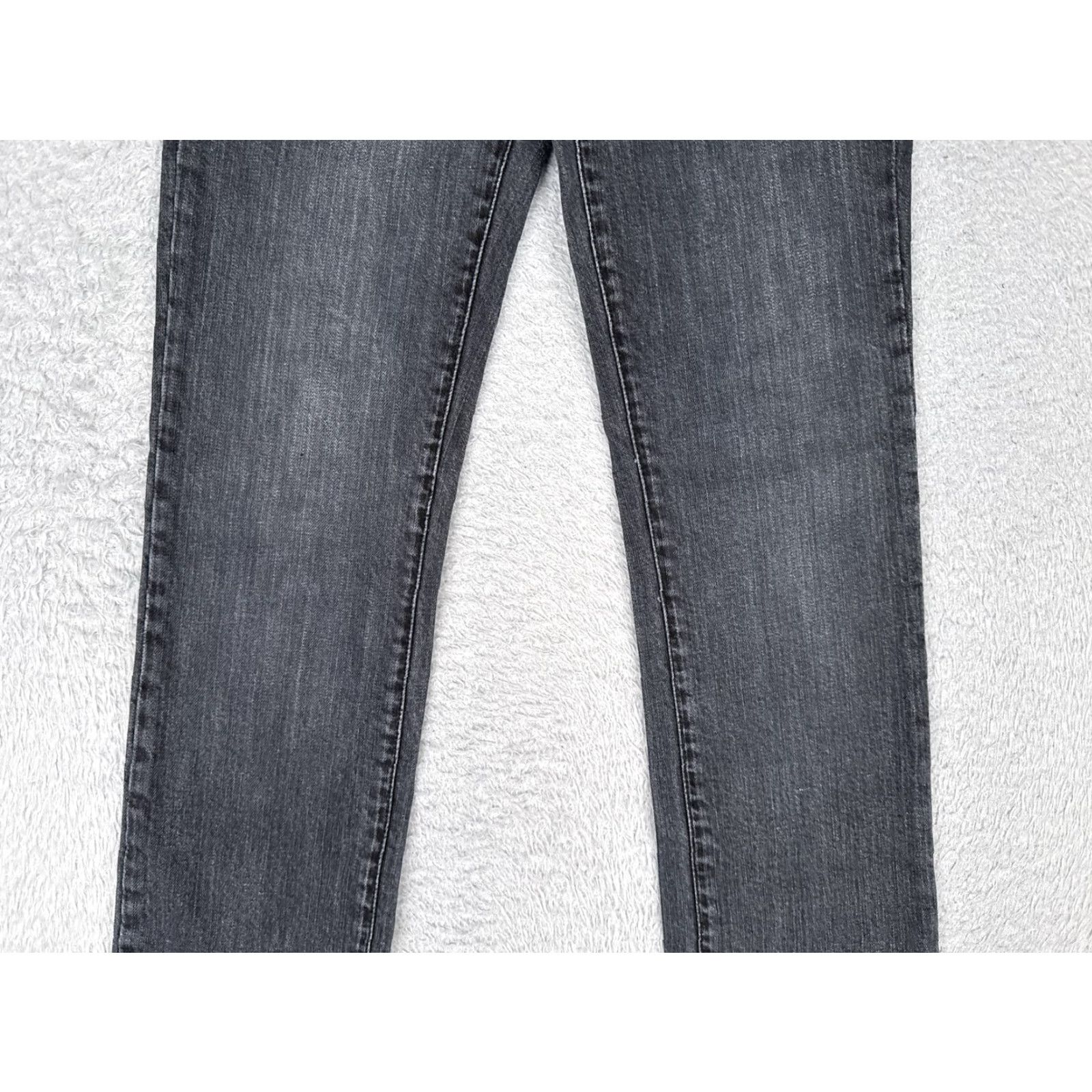 Vintage Seven7 Jeans Women 24 Black Gray Straight Leg Denim Pockets Sequin 24x33 Size 42" / US 20 - 2 Thumbnail