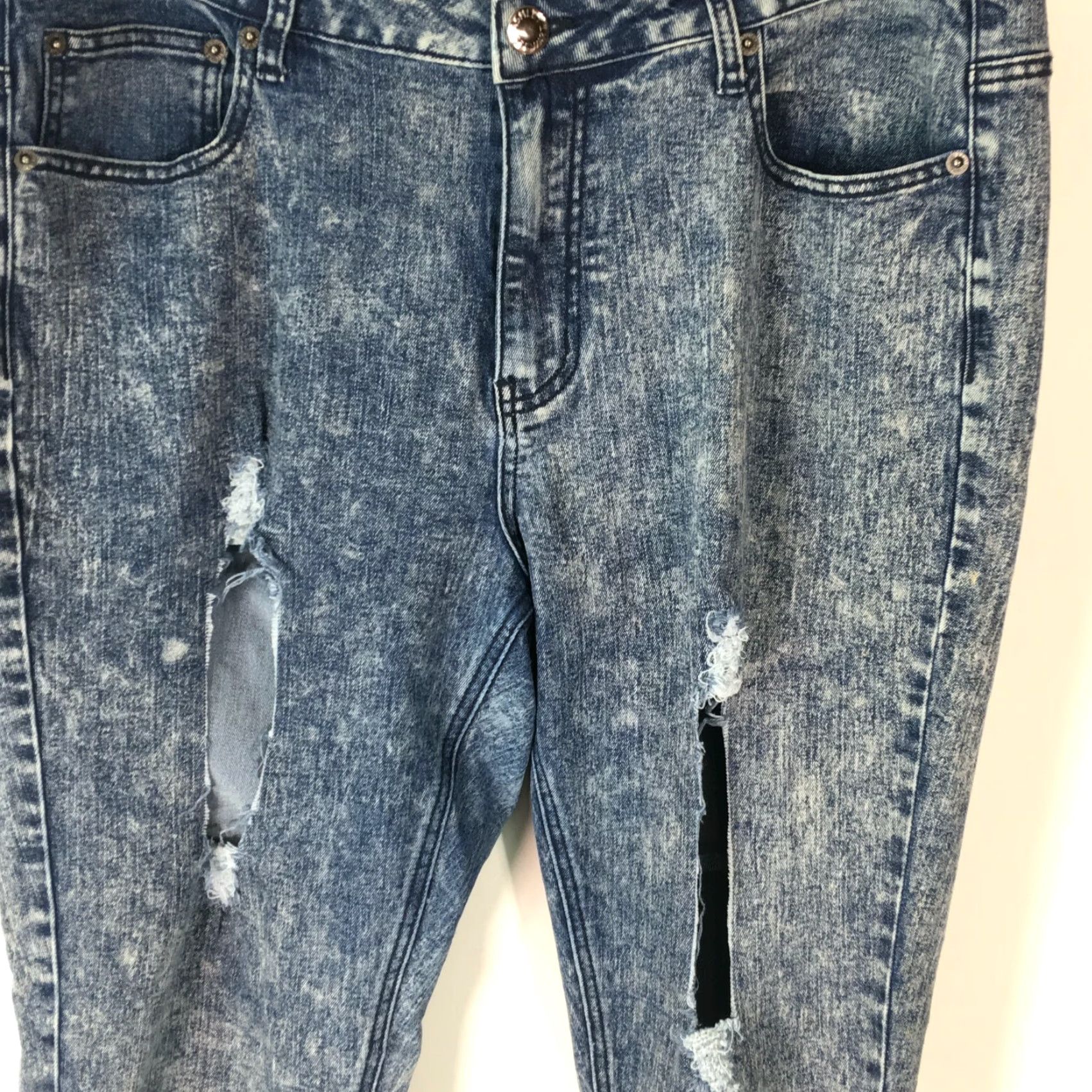 Vintage Ashley Stewart Jeans Women Distressed Stretch Skinny Blue Denim Size 16 38X32 Size 38" / US 16 / IT 52 - 2 Thumbnail