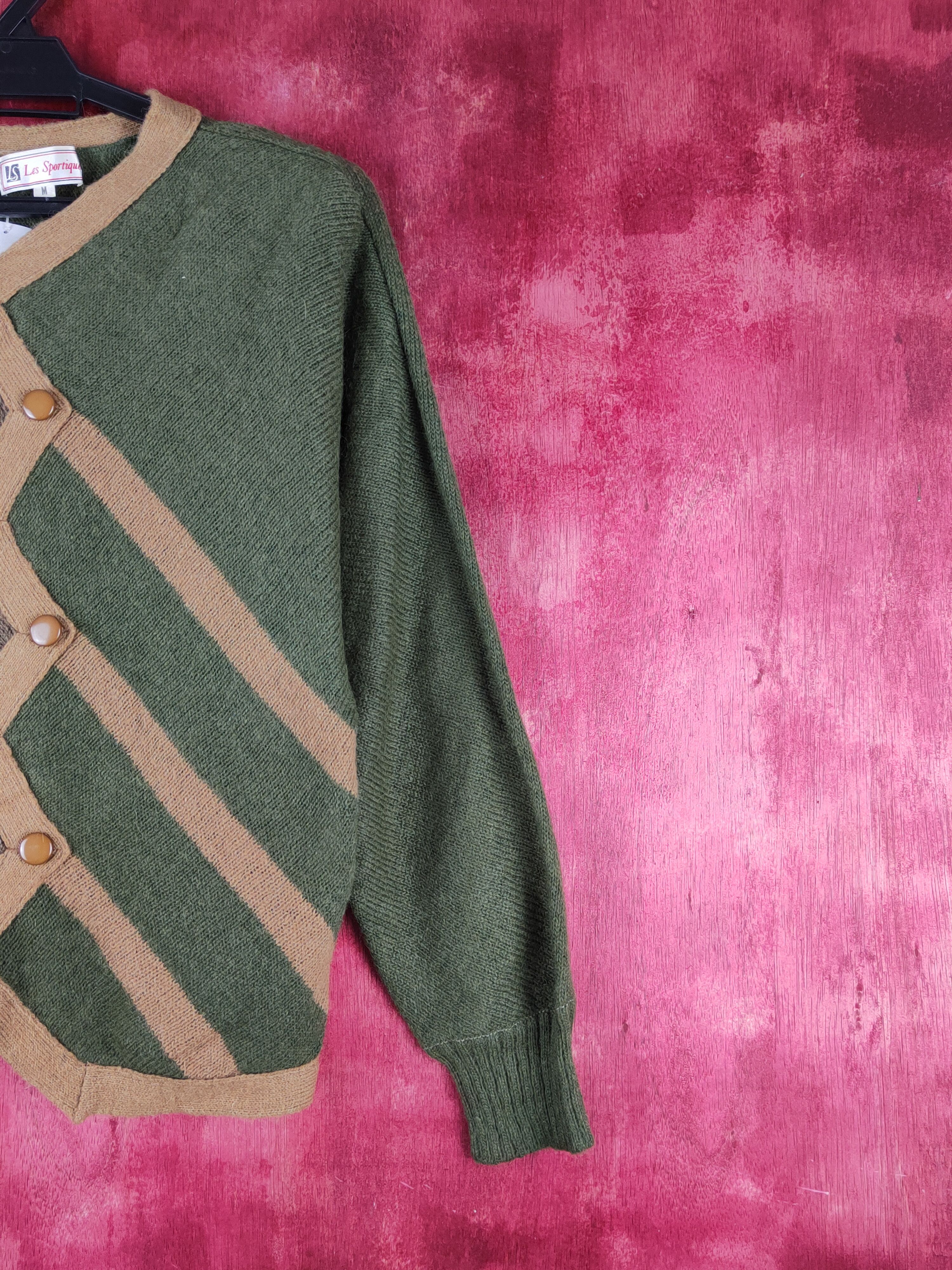 Vintage Les Sportique Green Brown Knitwear Sweatshirts #S2382 Size M / US 6-8 / IT 42-44 - 5 Thumbnail