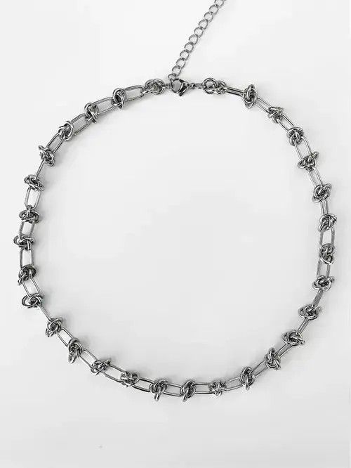 Jewelry Thorns Knot Chain Necklace in Silver, Men's