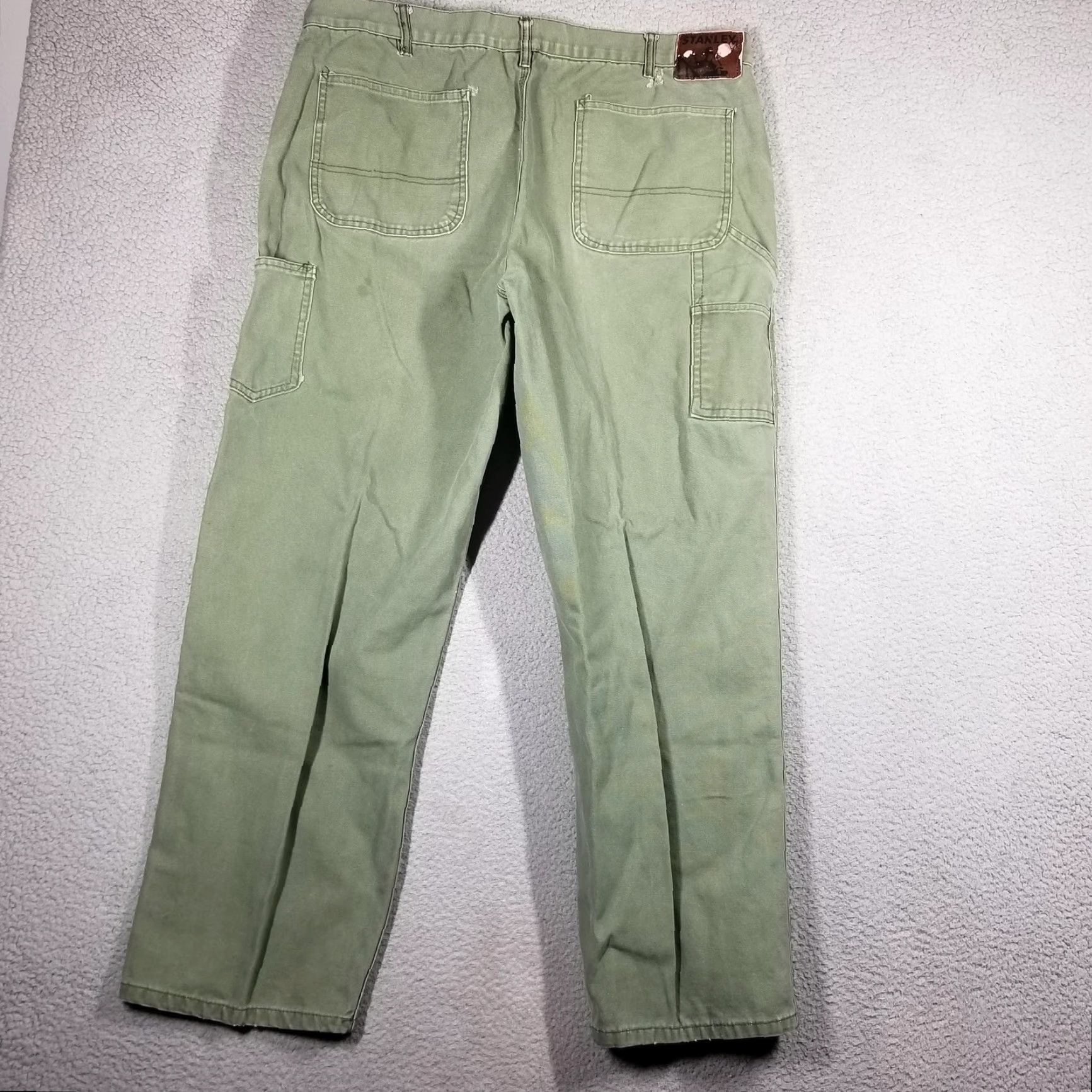 Vintage STANLEY VINTAGE Carpenter Pants Mens 38x32 Green Cotton Workwear Utility Tool Pockets Size US 38 / EU 54 - 6 Thumbnail