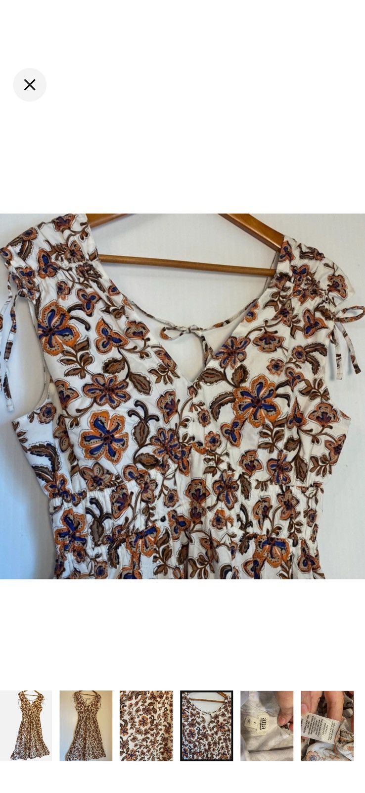 Other Boho Peasant Floral Midi Dress Deep V neck Smocked Bodice Size S / US 4 / IT 40 - 5 Thumbnail