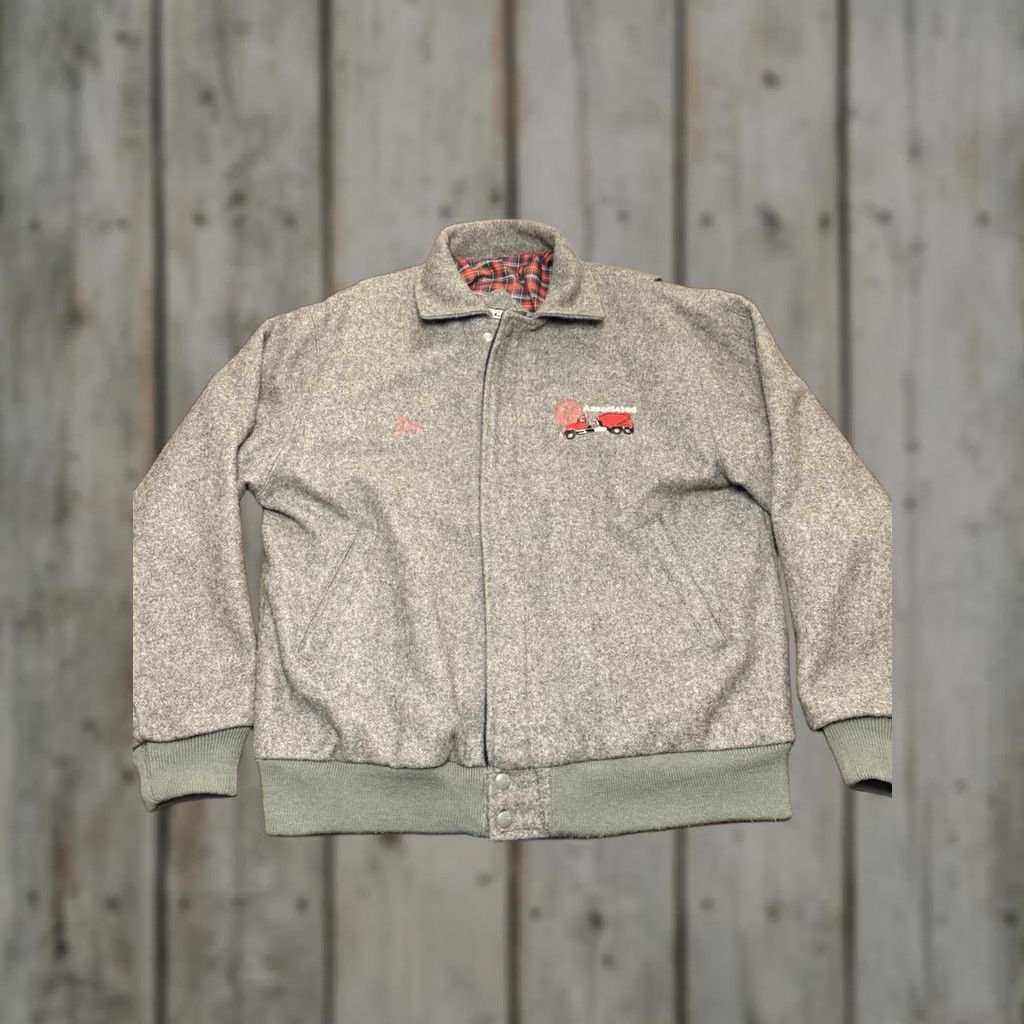 Vintage VINTAGE Grays Jacket Wool L Cam Bomber Men Gray Flannel Lined Zip Solid Sport 90s Girls? Size US L / EU 52-54 / 3 - 1 Thumbnail