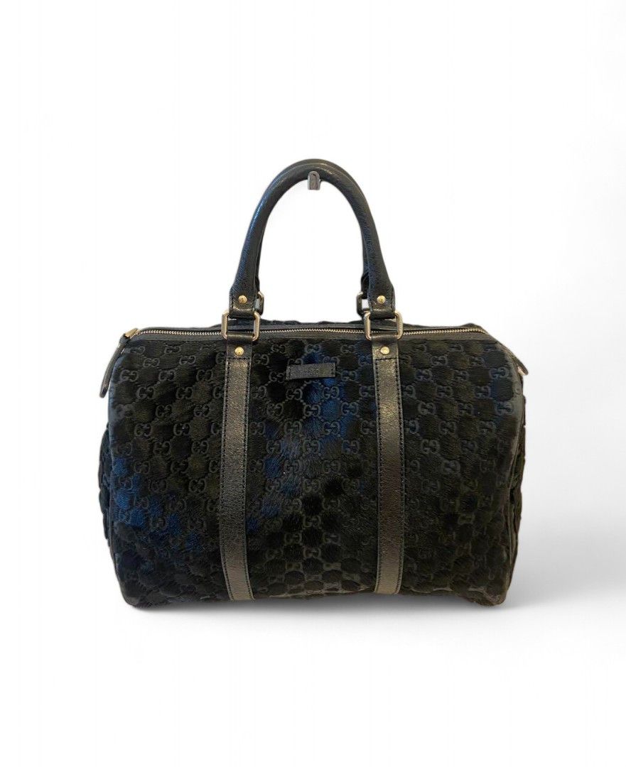 Gucci Gucci - Monogram Boston Bag Mini Trotter Shima Black Fur Size ONE SIZE - 1 Thumbnail