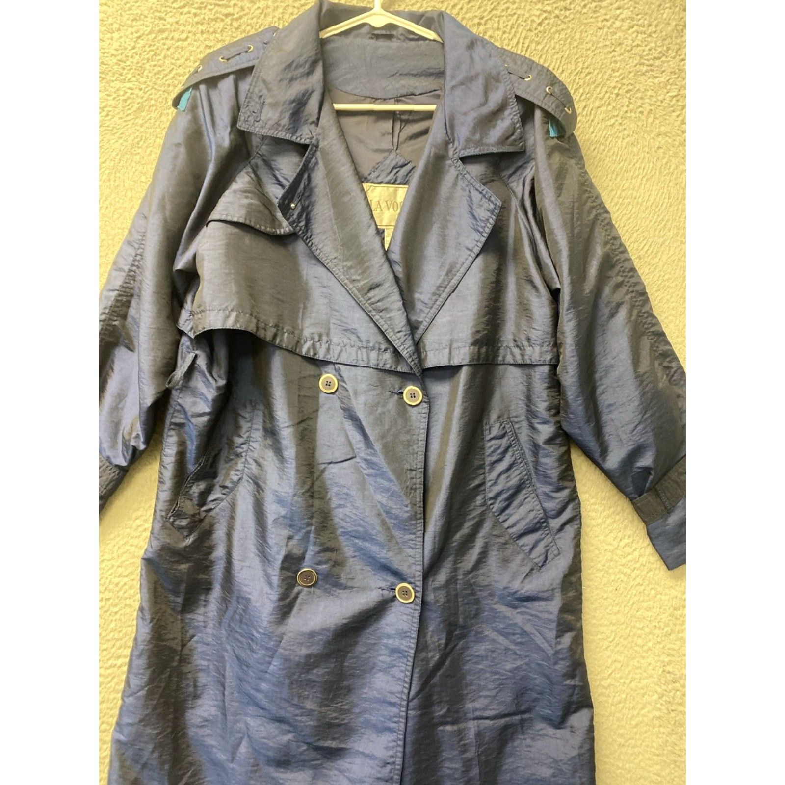 Vogue LA VOGUE Women’s Size 8 Trench Coat Full Length Fashion Light Night Blue /64-56 Size M / US 6-8 / IT 42-44 - 2 Thumbnail