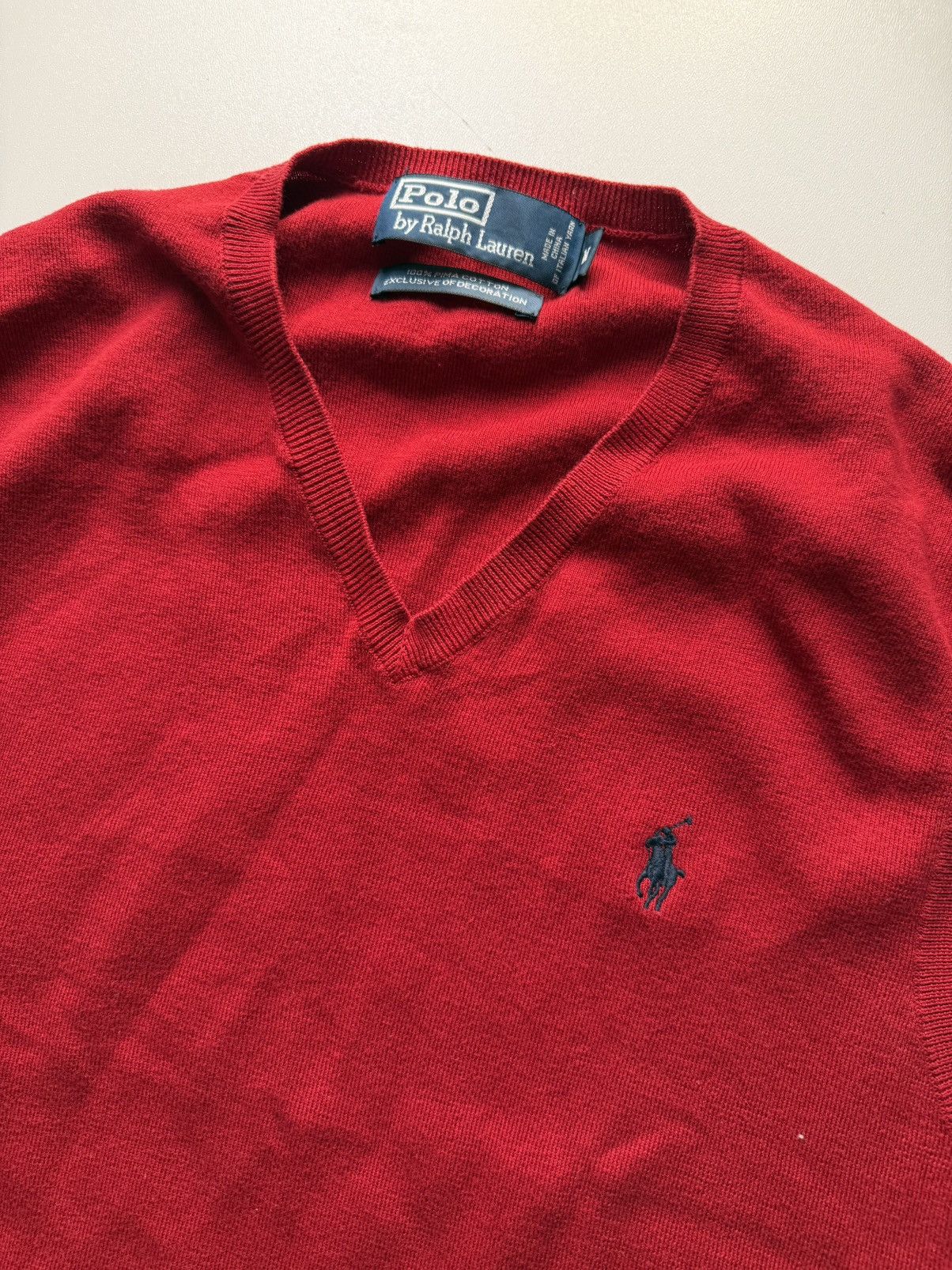 Polo Ralph Lauren × Vintage LACOSTE RED COTTON SWEATER VEST WITH V-NECK & RIBBED HEM Size US M / EU 48-50 / 2 - 2 Thumbnail