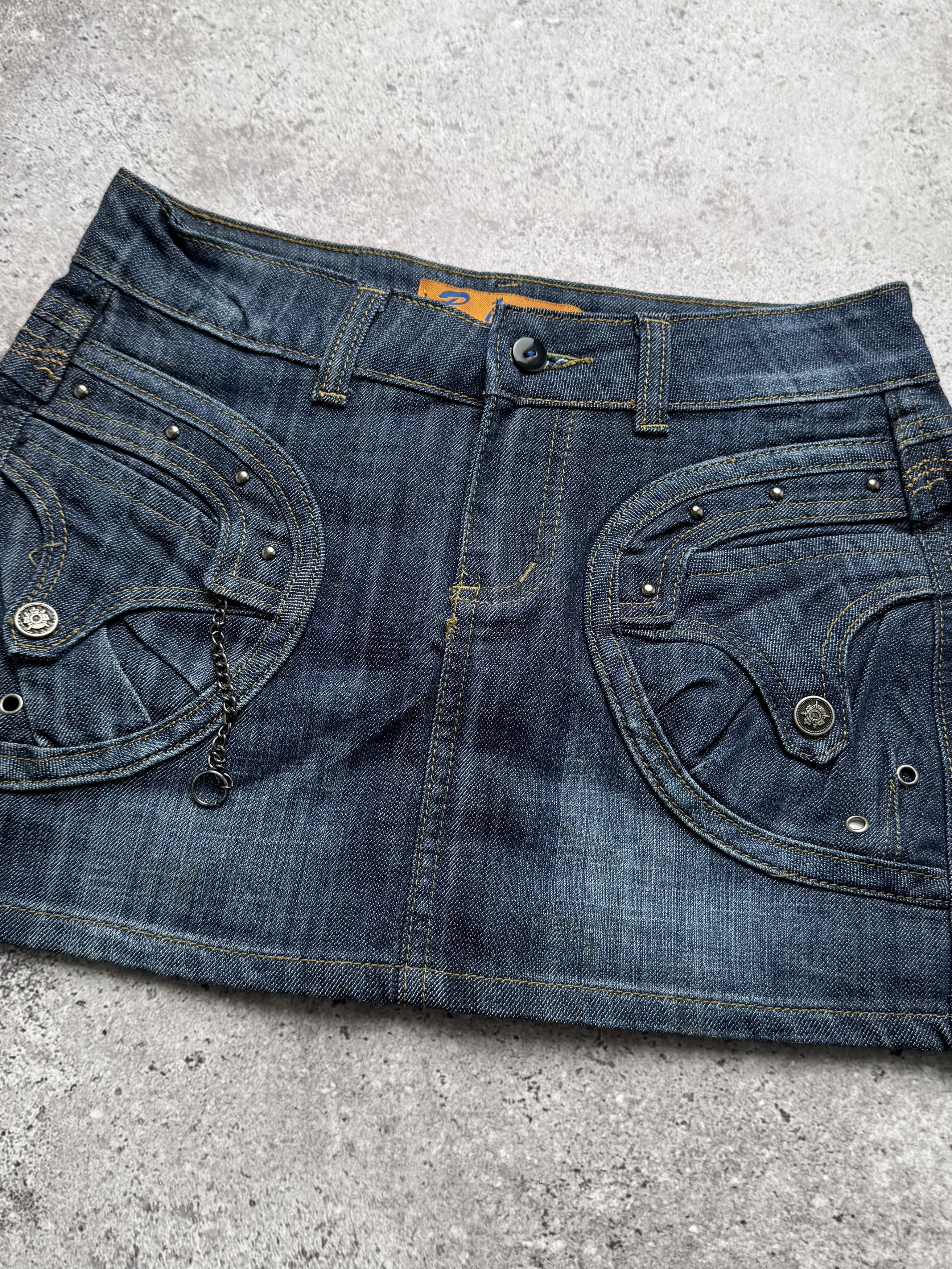 Vintage Vintage Faded Denim Mini Skirt C2(V494)(E8) Size 25" / US 0 / IT 36 - 2 Thumbnail