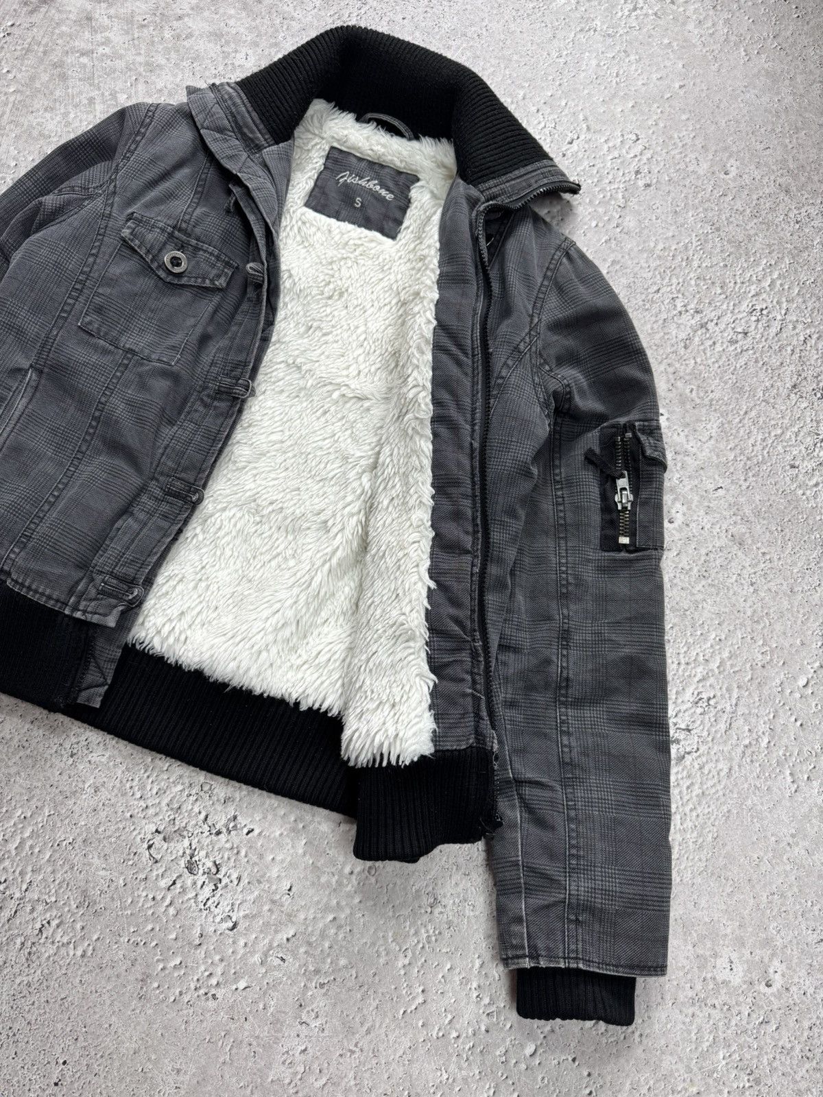 Other Women Cropped Jacket Sherpa Lined Moto Biker Plaid Zip S Size M / US 6-8 / IT 42-44 - 2 Thumbnail