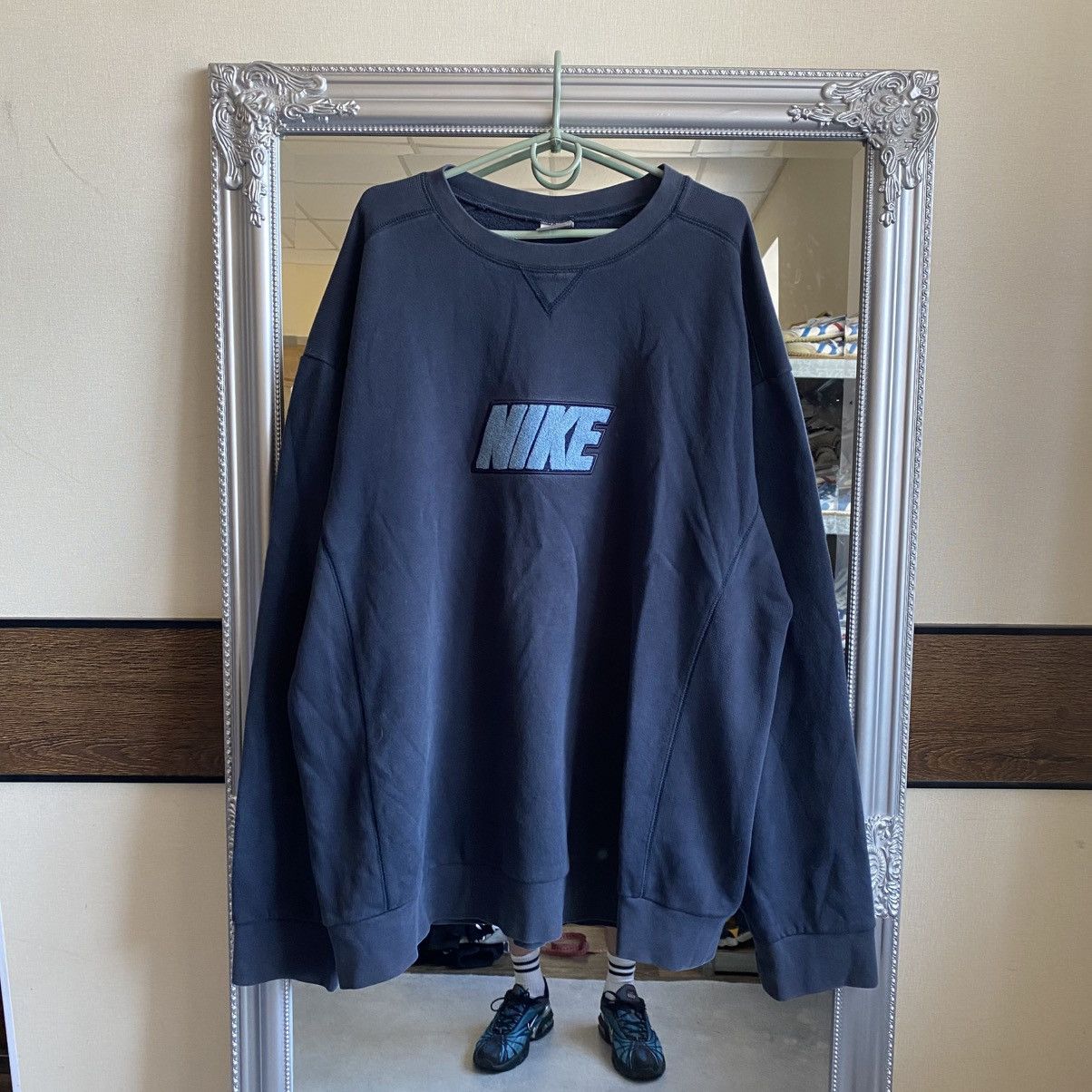 Nike Vintage 90s Nike Sweatshirt Big Logo Y2K Navy Size US XXL / EU 58 / 5 - 1 Thumbnail