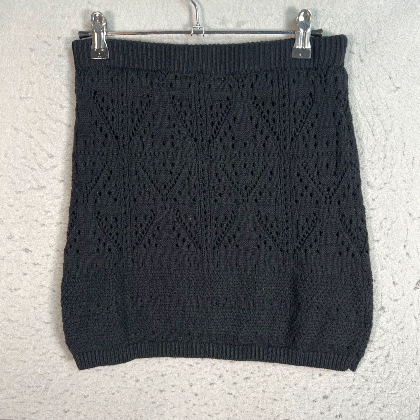 Vintage Freshman 1996 Womens Mini Skirt Knit Black With Heart Pattern Cotton Blend Size S Adult Small Size 28" / US 6 / IT 42 - 2 Thumbnail