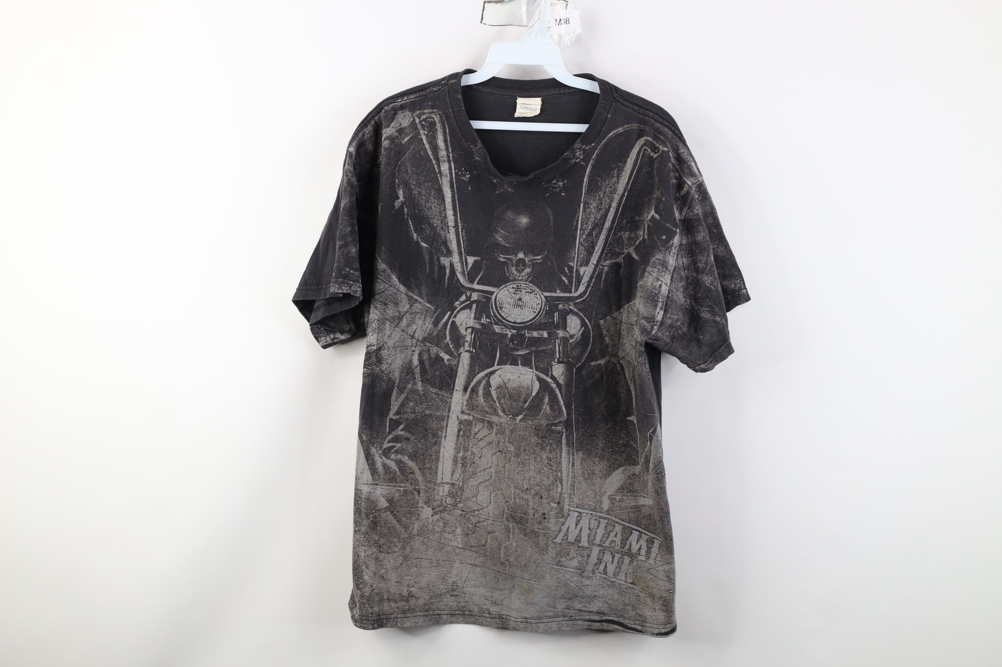 Vintage Vintage Y2K Streetwear Miami Ink Skeleton Acid Wash T-Shirt Size US L / EU 52-54 / 3 - 1 Thumbnail