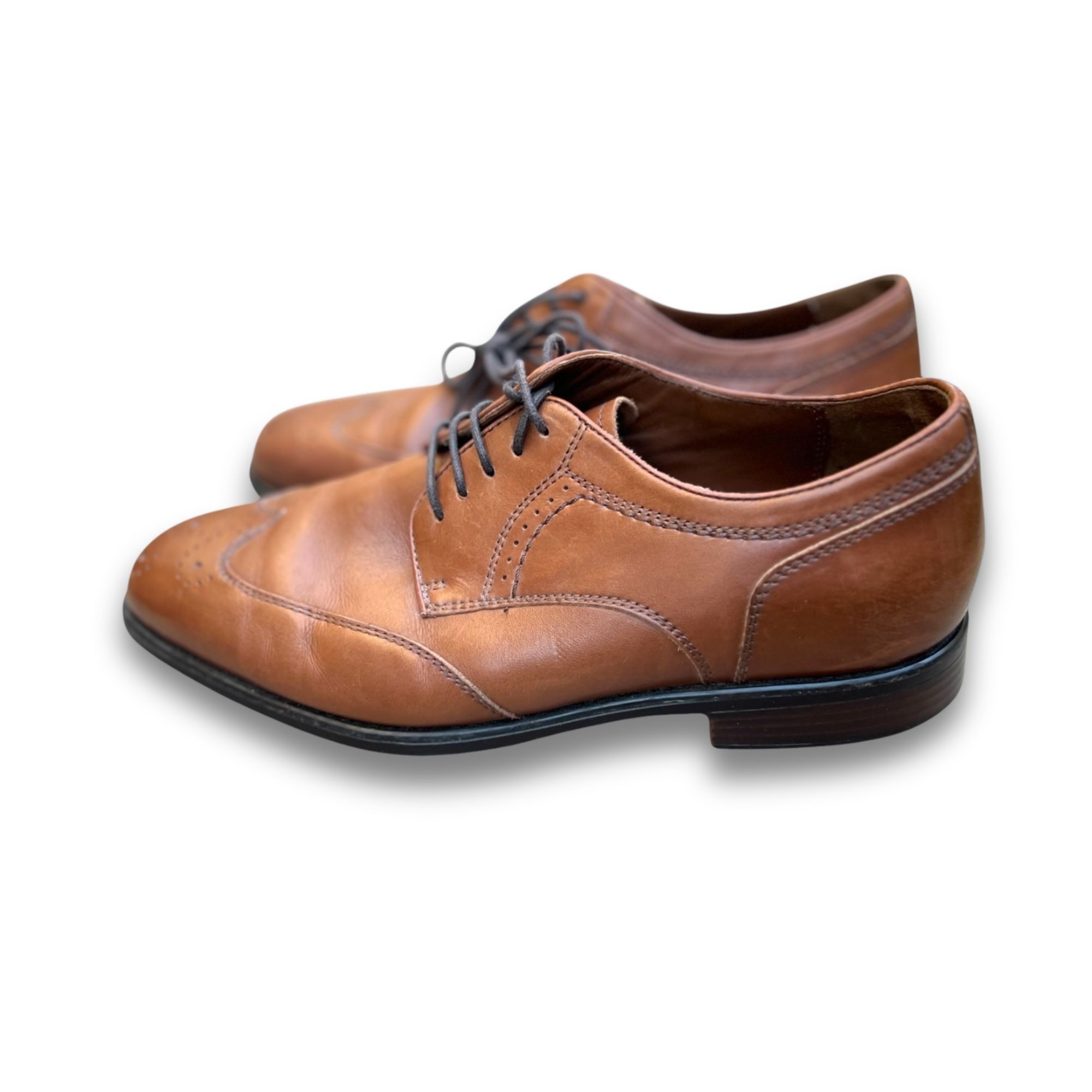 Johnston & Murphy Johnston & Murphy Mens Brown Oxford Dress Shoes Size 8.5 Lea Size US 8.5 / EU 41-42 - 4 Thumbnail