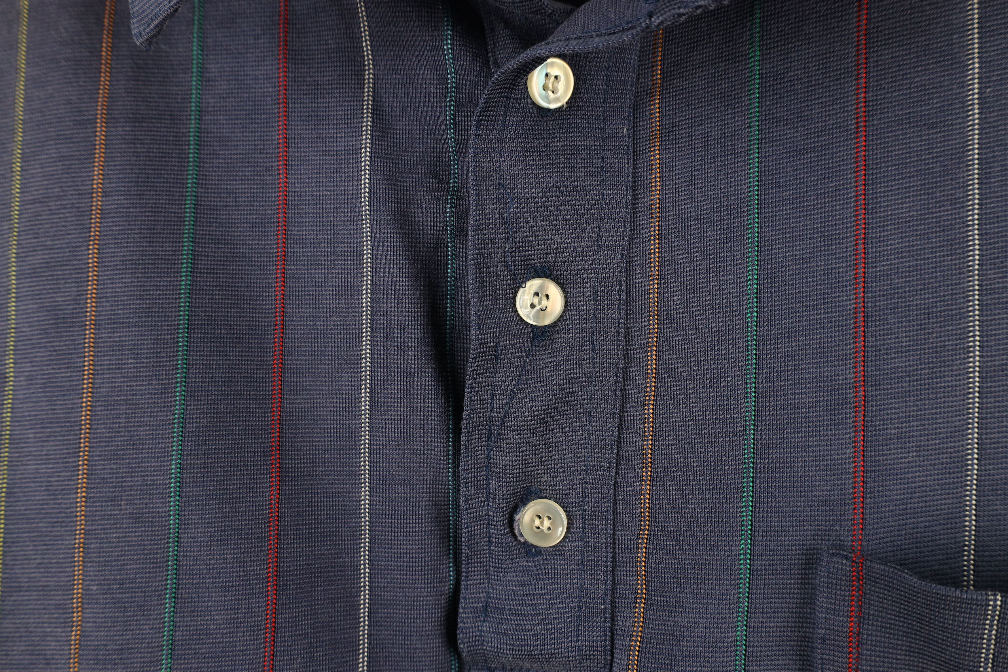 Vintage Vintage 70s Streetwear Striped Knit Collared Polo Shirt Size US L / EU 52-54 / 3 - 7 Thumbnail