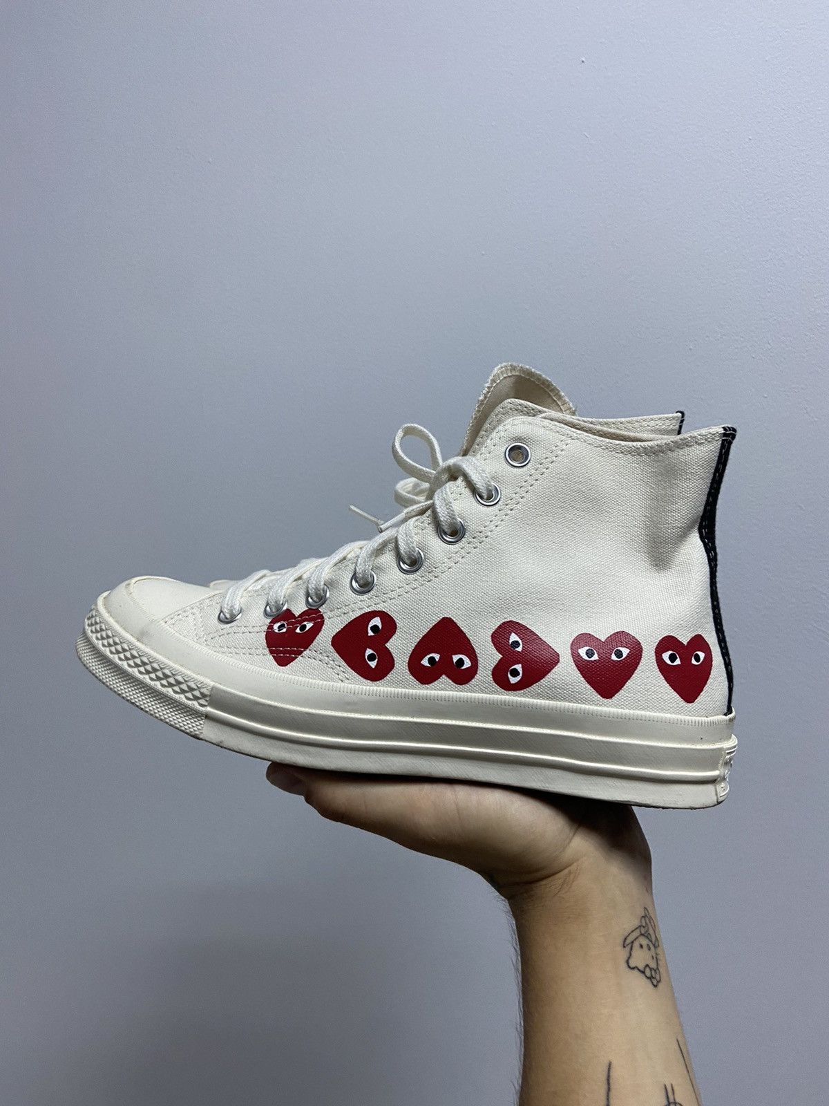 Comme des Garcons PLAY × Converse × Vintage Play Come Des Garcons Converse Unisex Vintage HiTop Sneakers Size US 8.5 / EU 41-42 - 3 Thumbnail