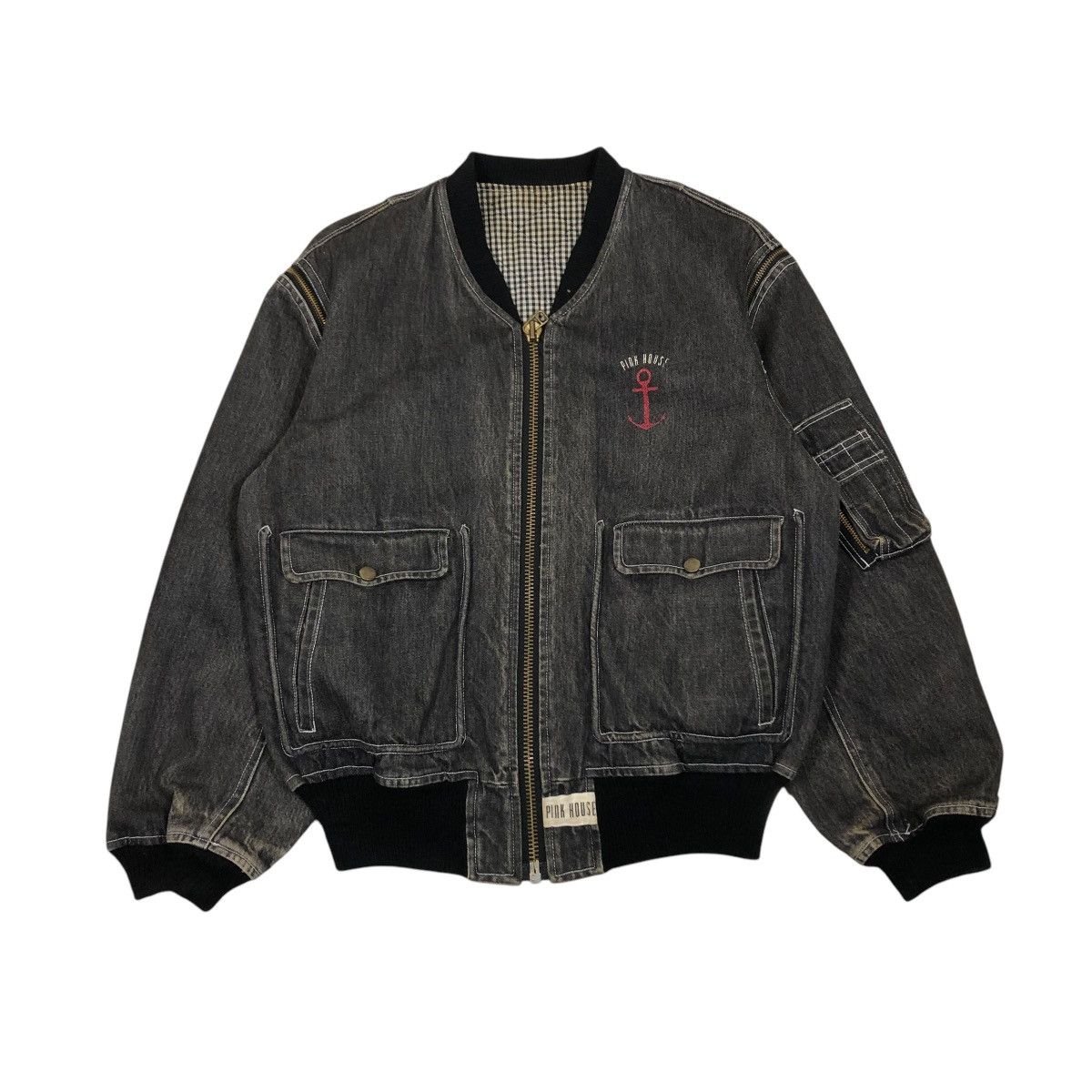 Japanese Brand 🔥VINTAGE DENIM BOMBER JACKET PINK HOUSE ISSEY MIYAKE Size US M / EU 48-50 / 2 - 1 Thumbnail