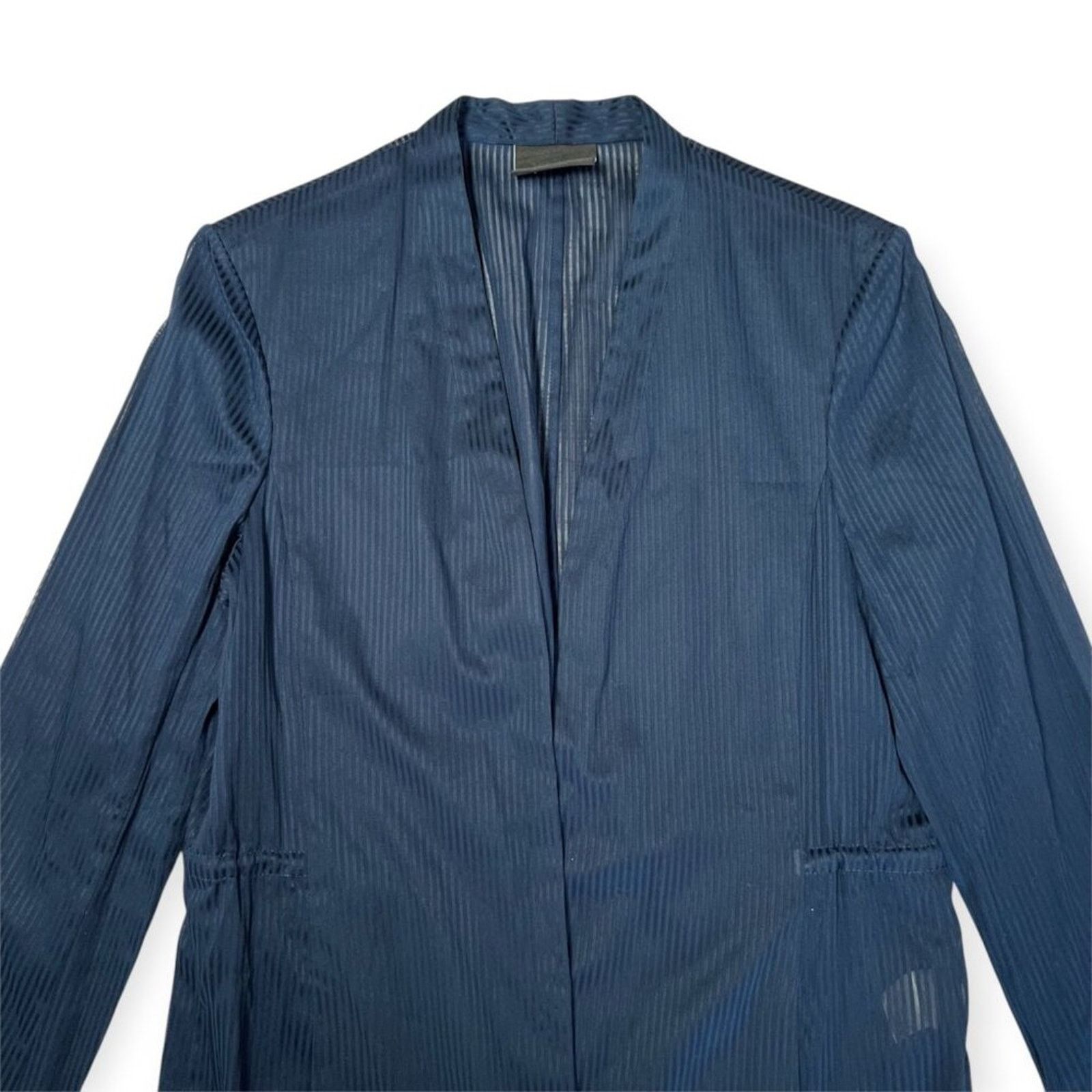 Akris Akris Gionata Silk Blend Striped Jacket Size 8 Navy Size M / US 6-8 / IT 42-44 - 13 Thumbnail