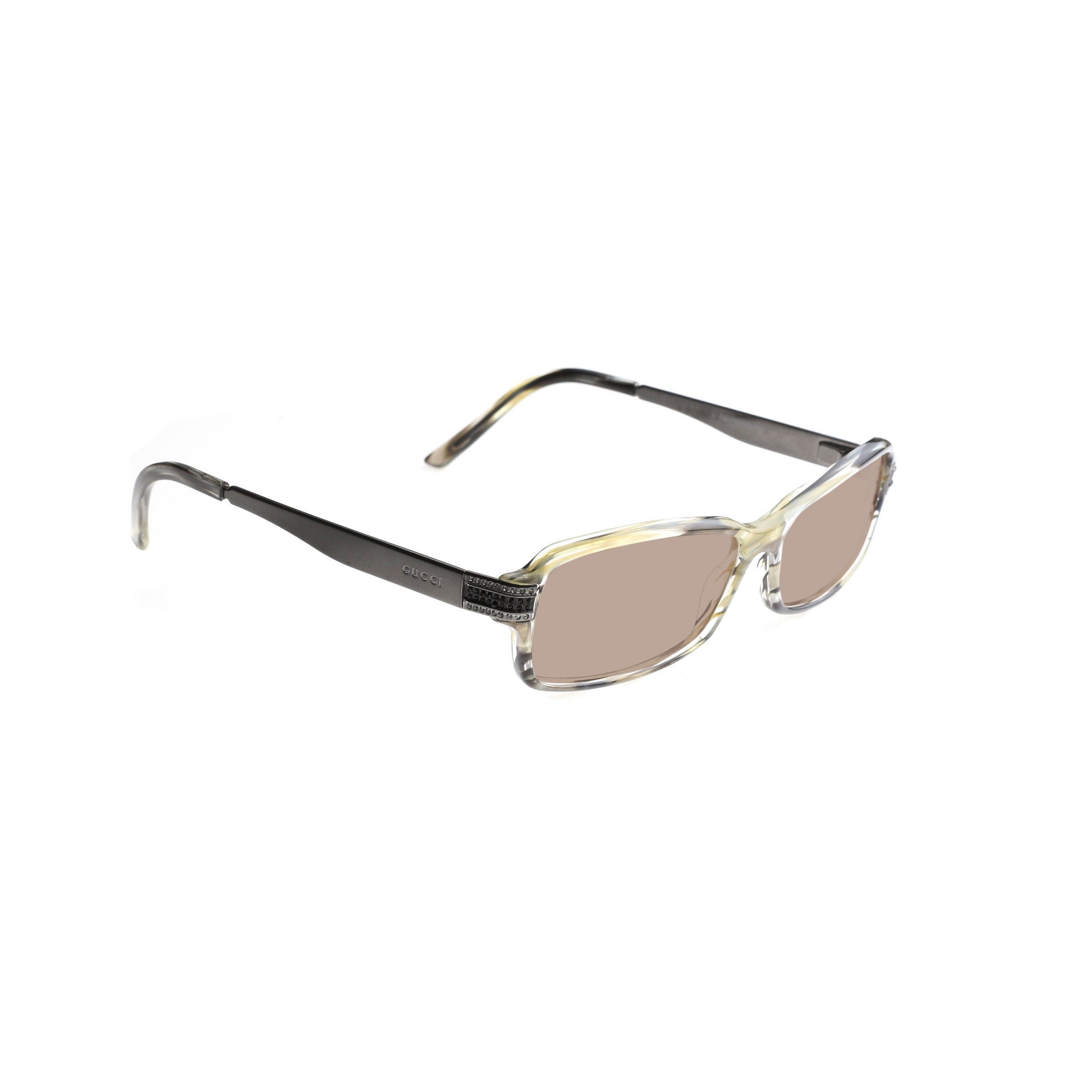 Gucci Gucci '00s Green Crystals Rectangular Frame Sunglasses Size ONE SIZE - 1 Thumbnail