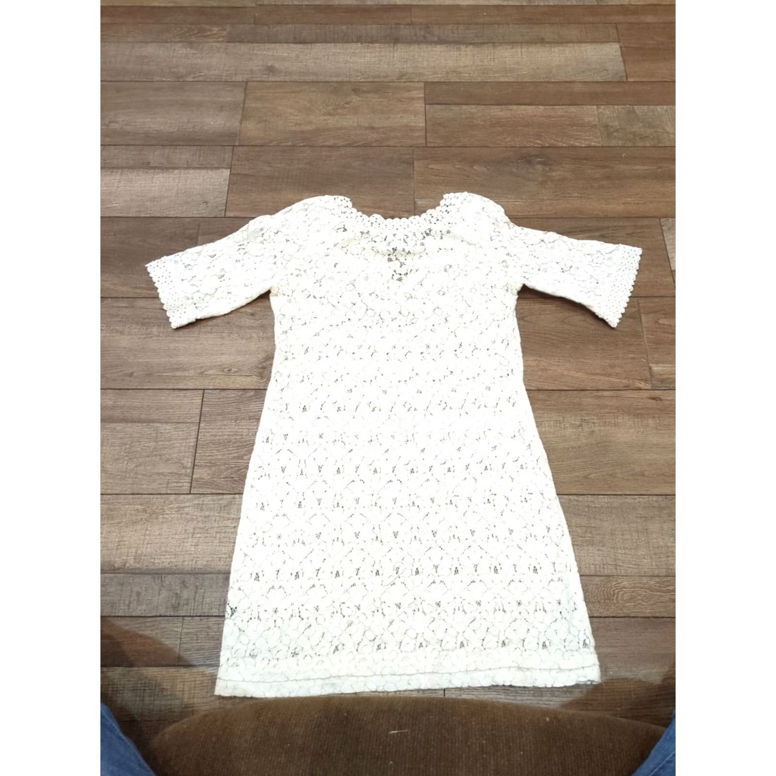 Nicole Miller Nicole Miller Beach Cover Up Dress White 3/4 Sleeve Lace Floral Size 8 Womens Size M / US 6-8 / IT 42-44 - 5 Thumbnail