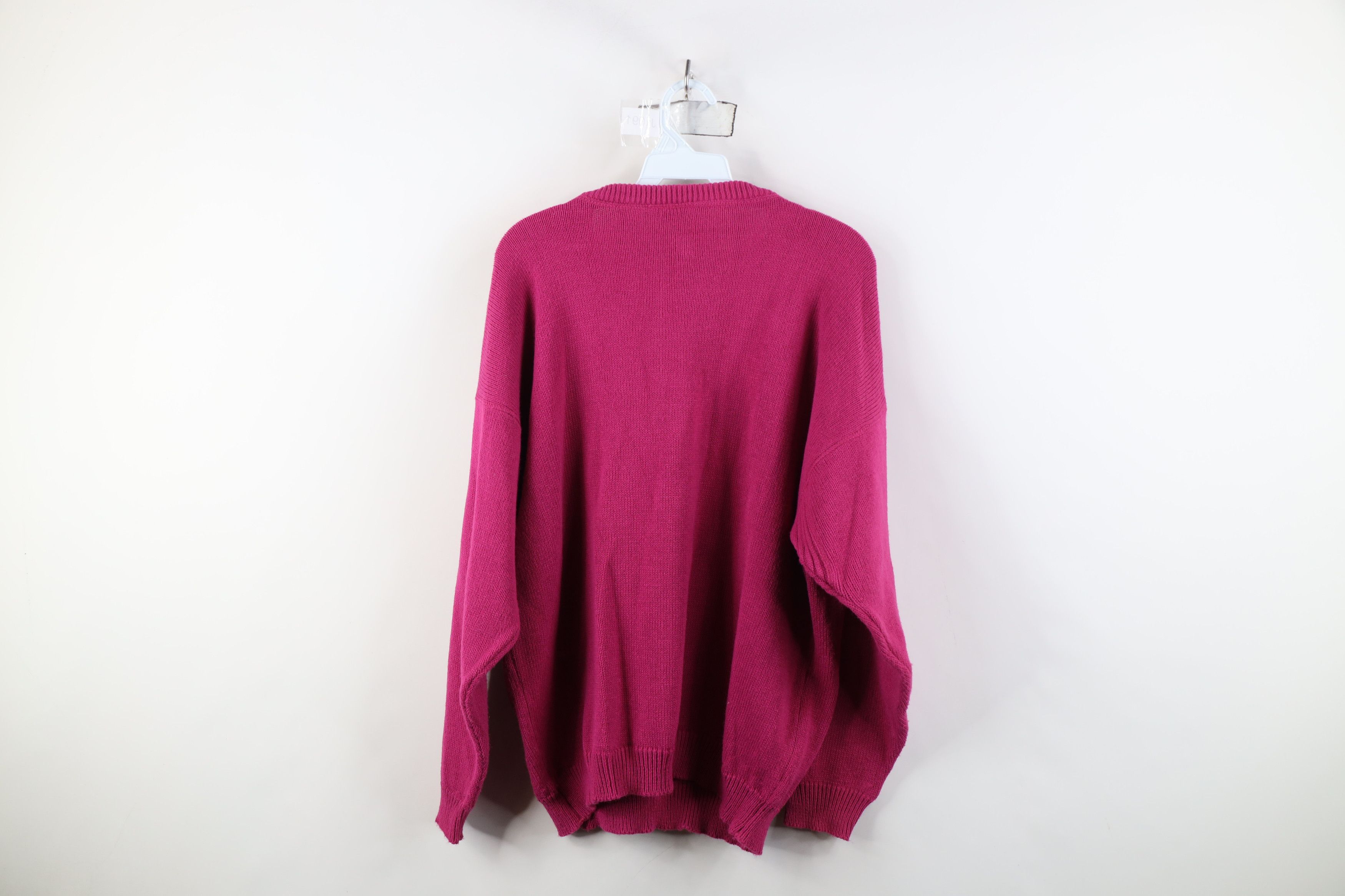 Vintage Vintage 90s Streetwear Ribbed Knit Henley Sweater Magenta Size L / US 10 / IT 46 - 11 Thumbnail