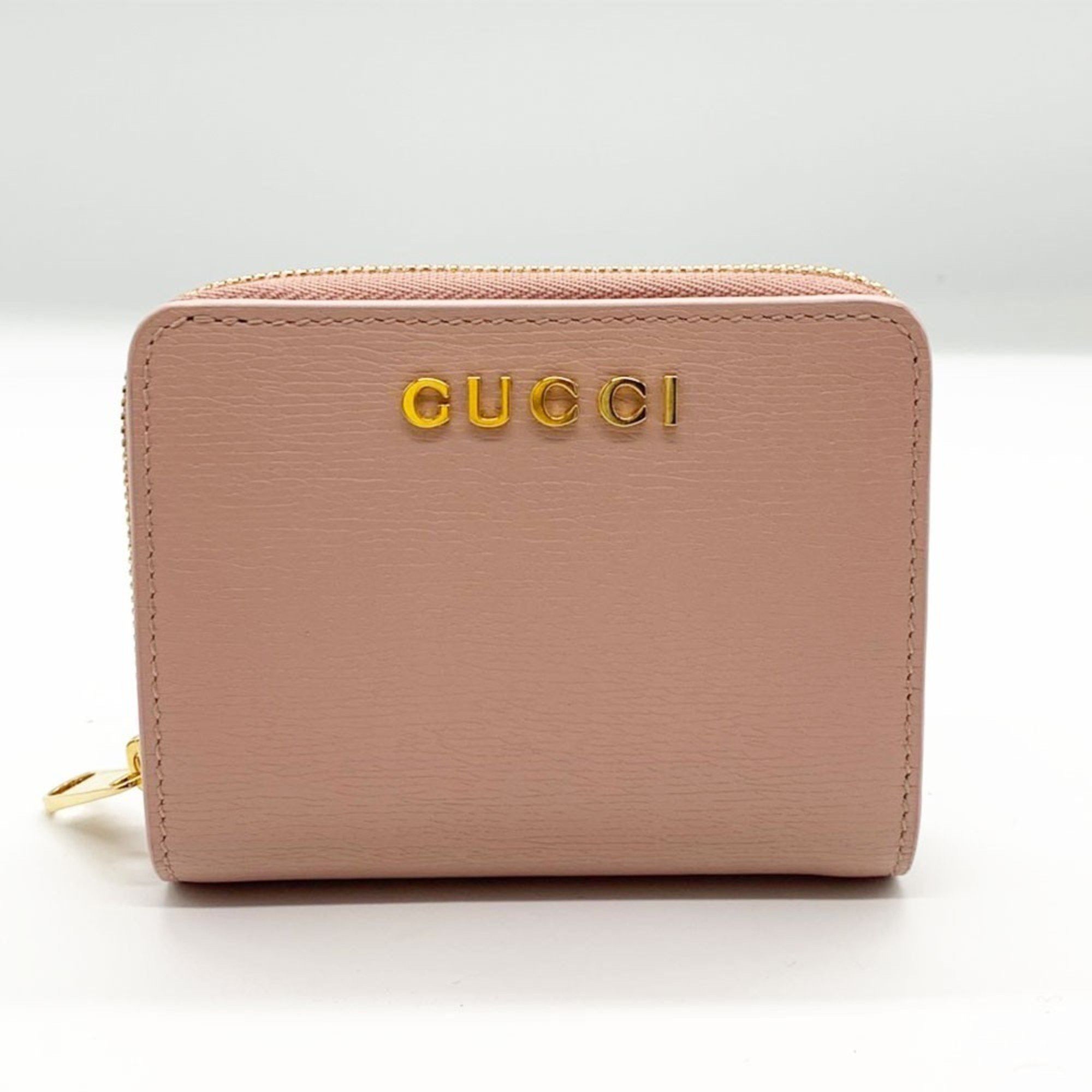 Gucci Gucci Script Mini Wallet Bi-fold Light Pink Leather Gold Ladies 772639 GUCCI Size ONE SIZE - 1 Thumbnail