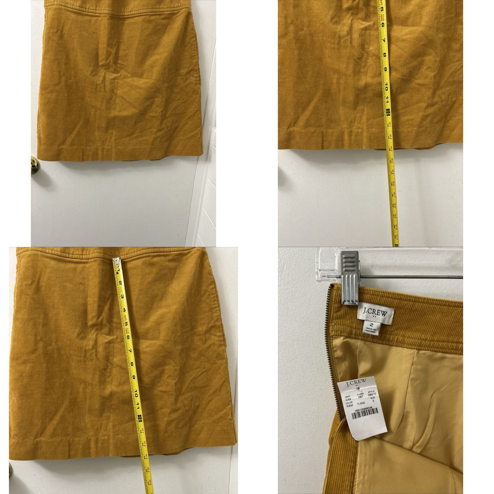 J.Crew J. CREW Corduroy Mini Skirt Womens Size 2 Yellow Cotton Blend Stretch G8210 NWT Size 26" / US 2 / IT 38 - 8 Thumbnail