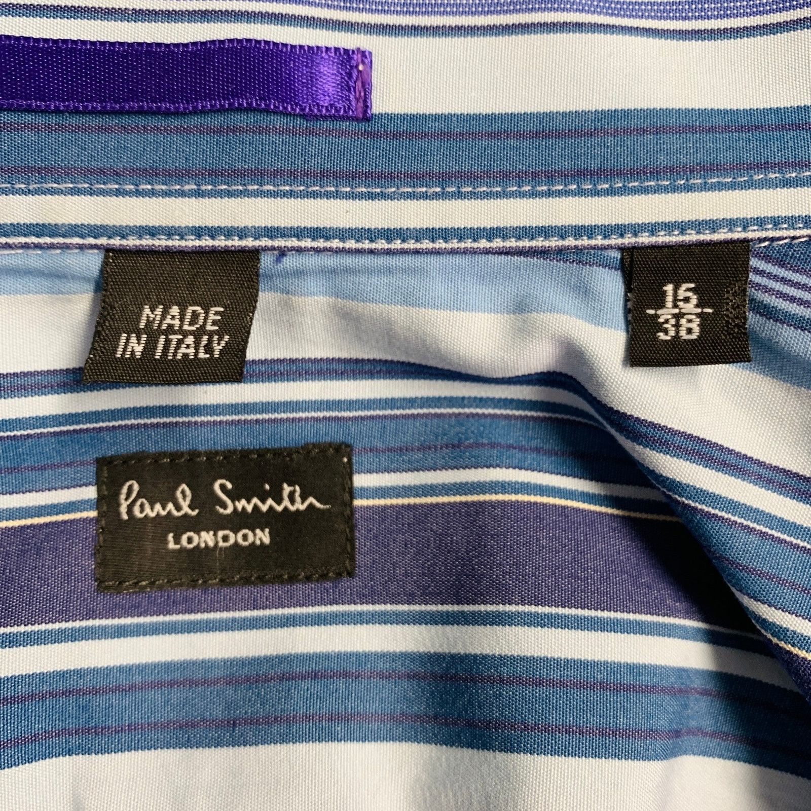 Paul Smith Size S Blue Navy Stripe Cotton French Cuff Long Sleeve Shirt Size US S / EU 44-46 / 1 - 5 Thumbnail