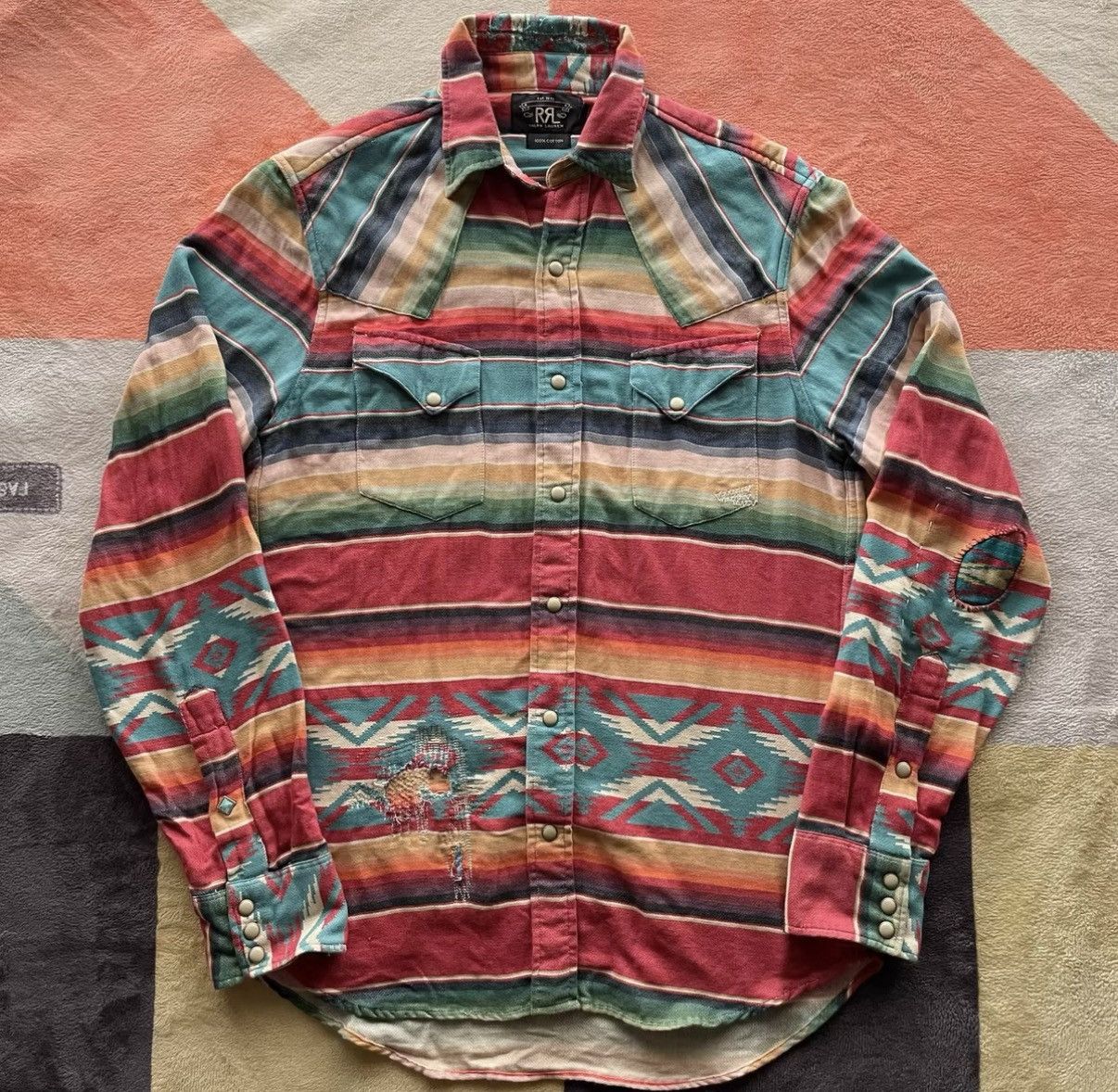 RRL Ralph Lauren RRL Ralph Lauren Rainbow Southwest Shirt K22 Size US S / EU 44-46 / 1 - 1 Thumbnail