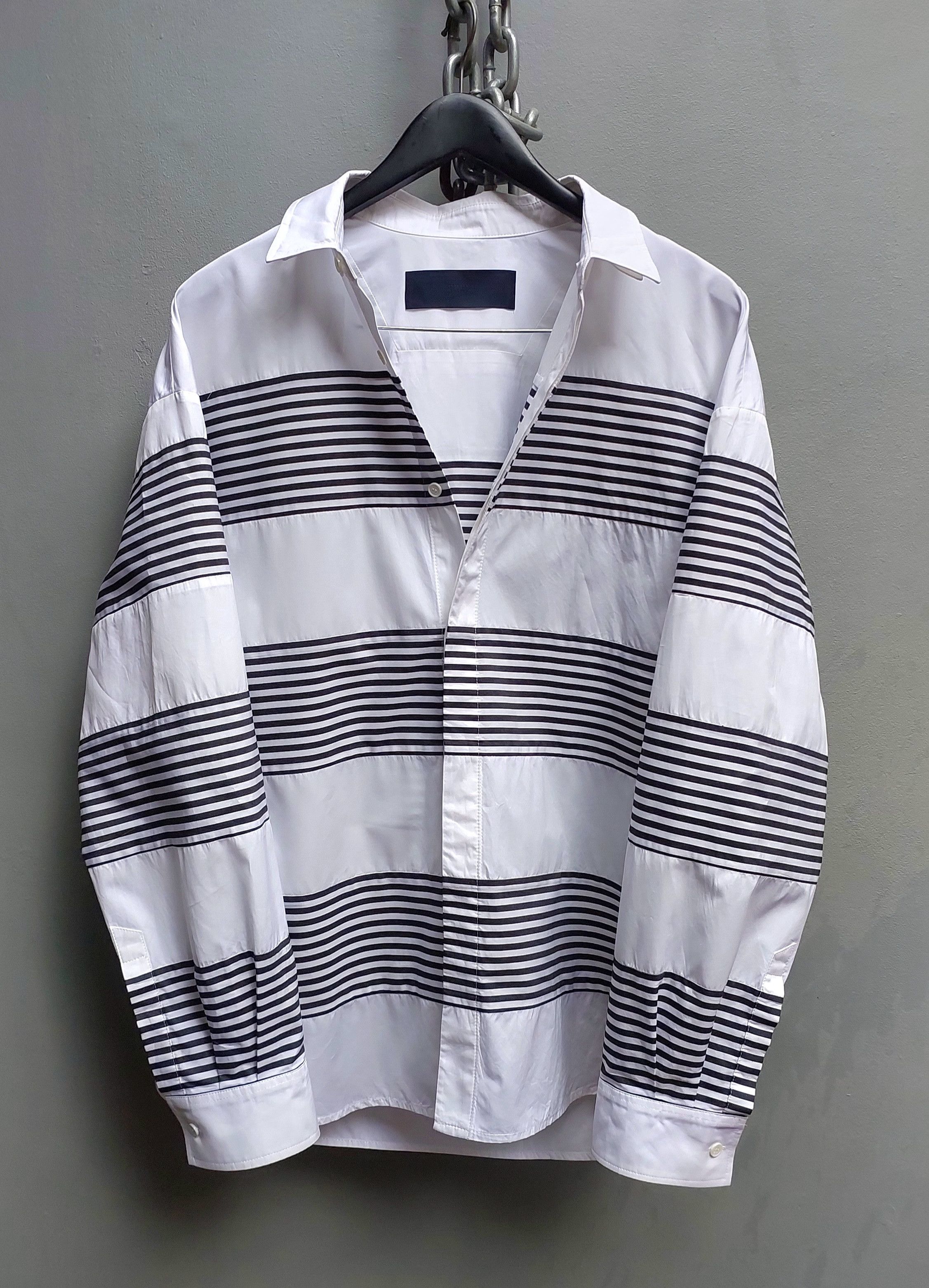 Juun.J Juun J Striped Panel Button-Down Shirt Size US S / EU 44-46 / 1 - 1 Thumbnail