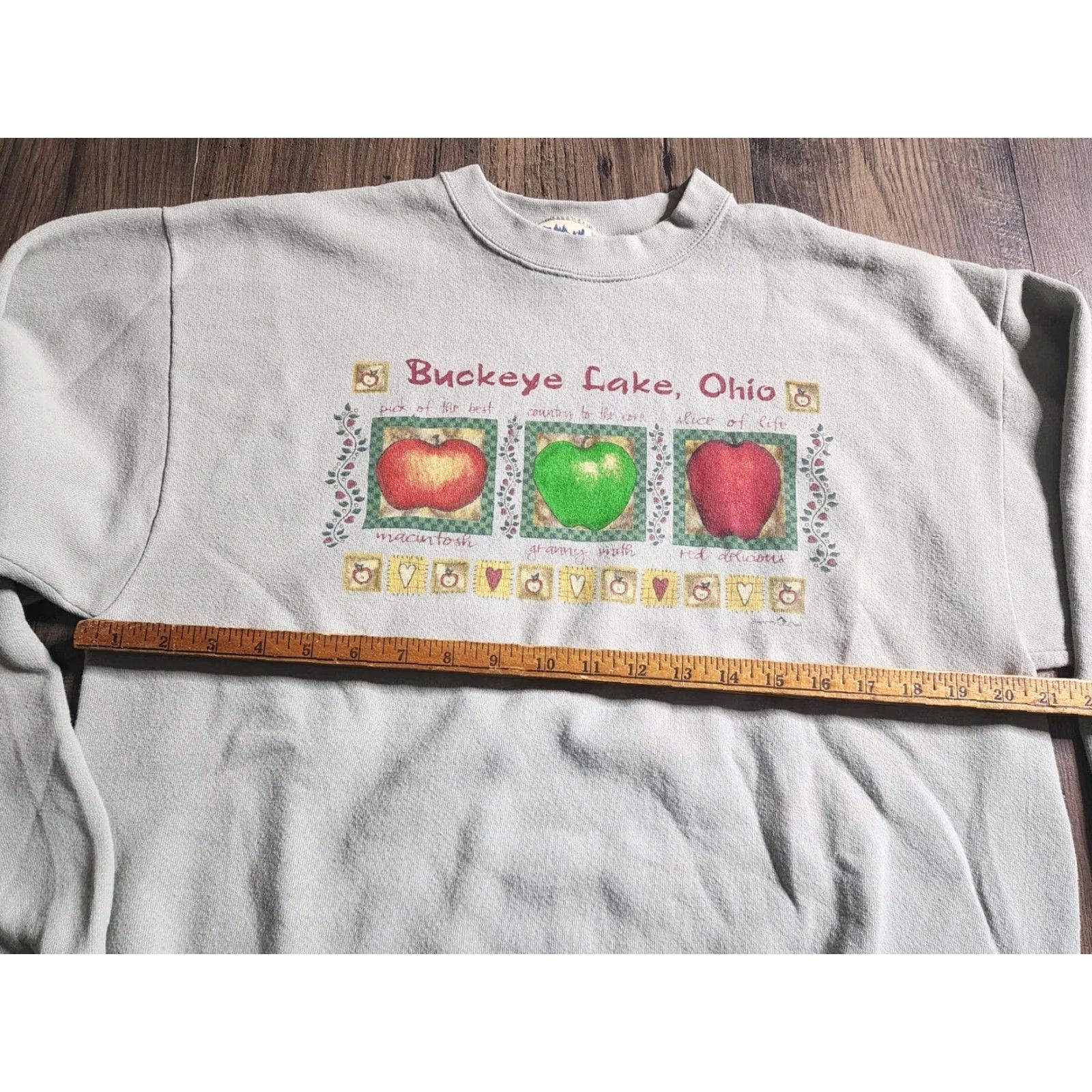 Vintage VINTAGE Buckeye Lake Ohio Apples Crewneck Travel Souvenir Sweatshirt Mens L Green 90s USA My Town Originals Sweatshirt Size US L / EU 52-54 / 3 - 3 Thumbnail