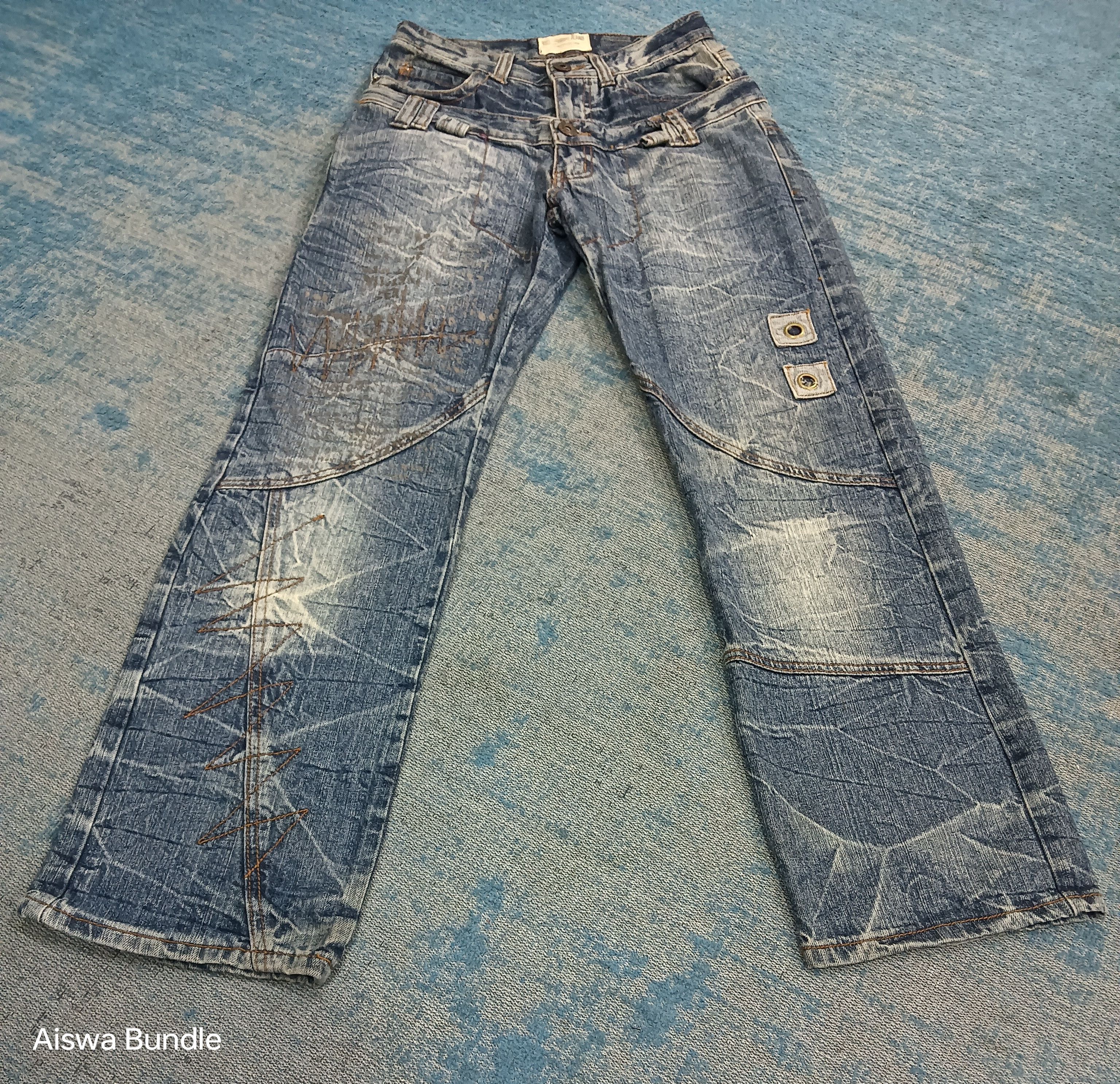 Japanese Brand URBAN JEANS ASTON COLLECTION DISTRESSED DOUBLE WAIST Size US 29 - 3 Thumbnail