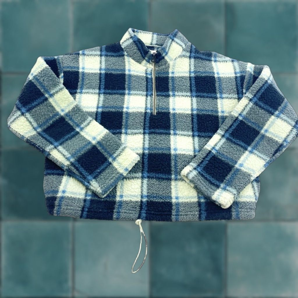 American Eagle Outfitters American Eagle Sweatshirt Womens XS Plaid Cropped Fleece Size XS / US 0-2 / IT 36-38 - 1 Thumbnail